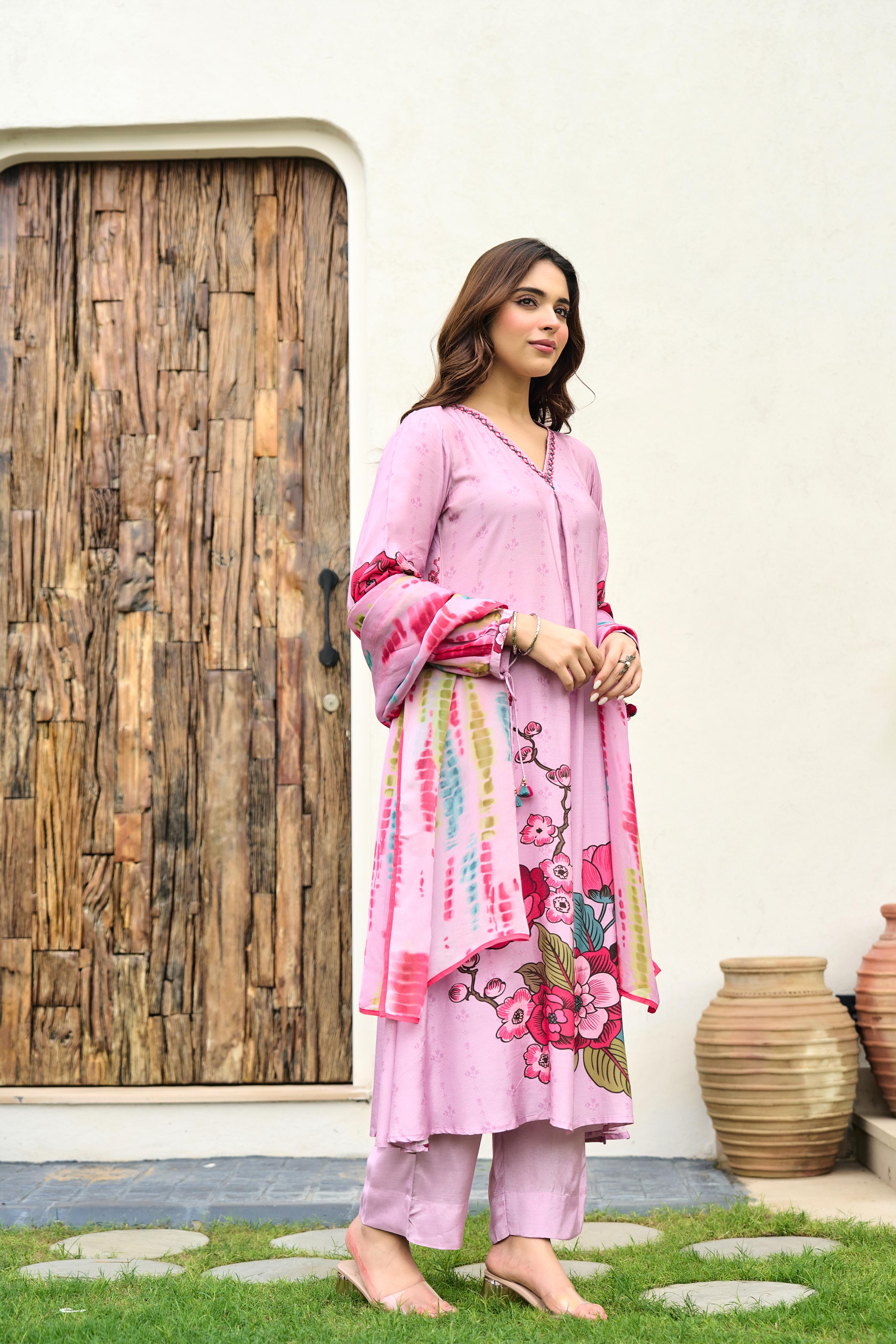 Dolly Muslin Floral Embroidered Pant Set - The Jaipur Studio
