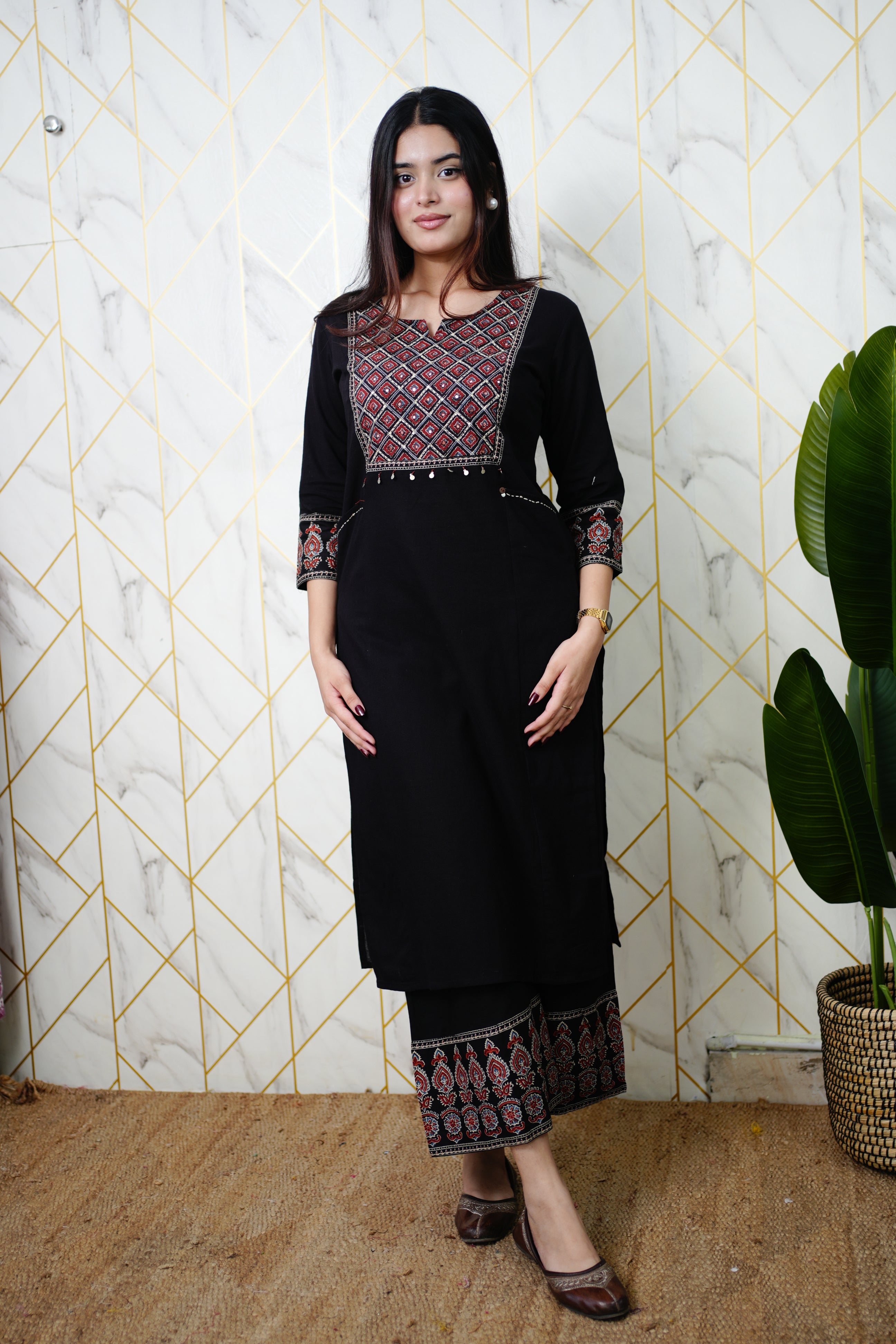 Damini Ajrakh Embroidered Cotton Coord Set