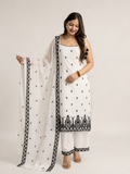 Mehreen Cotton Ivory Embroidered Dupatta Set