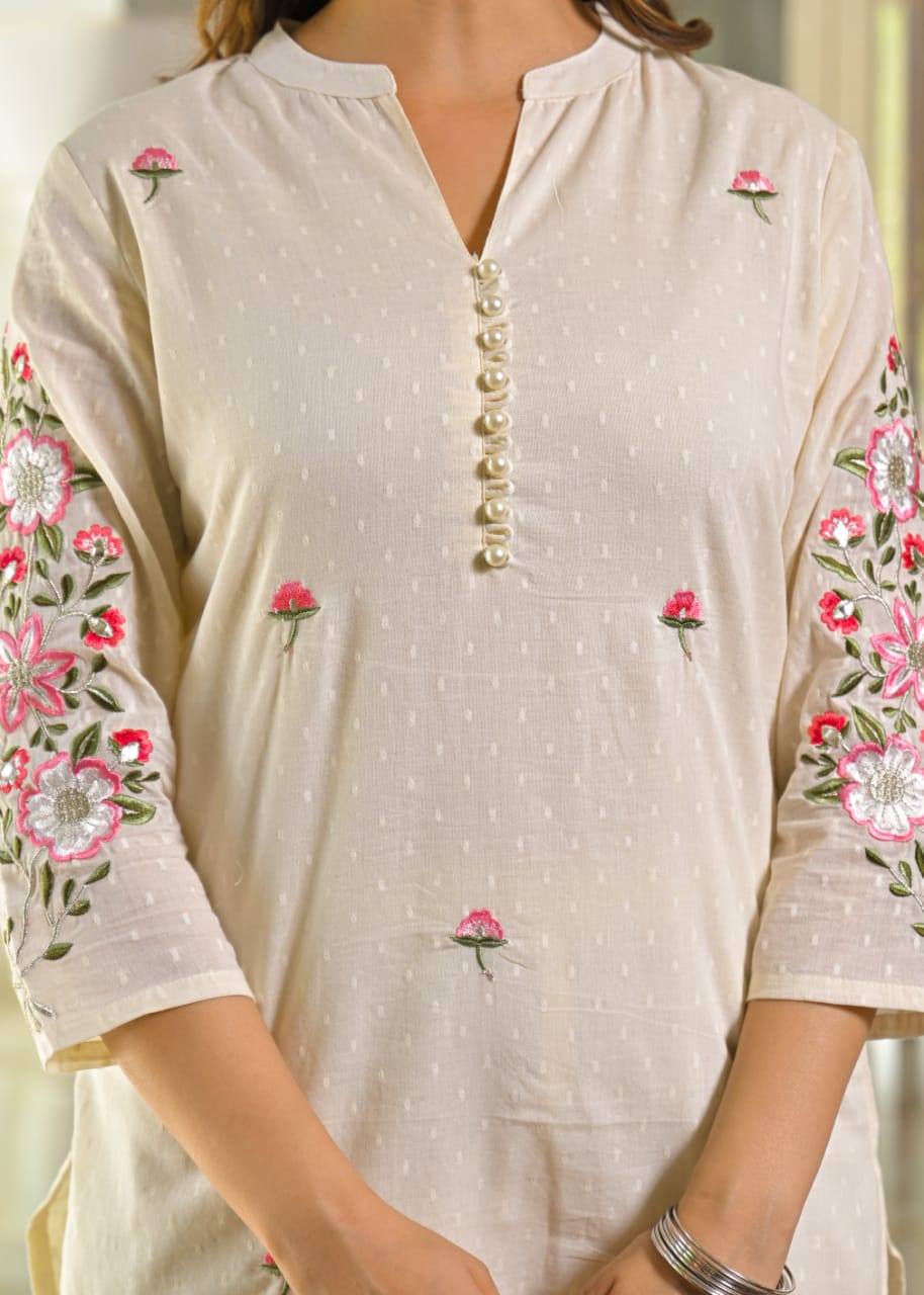 Sahiba Mul Cotton Embroidered Pant Set - The Jaipur Studio