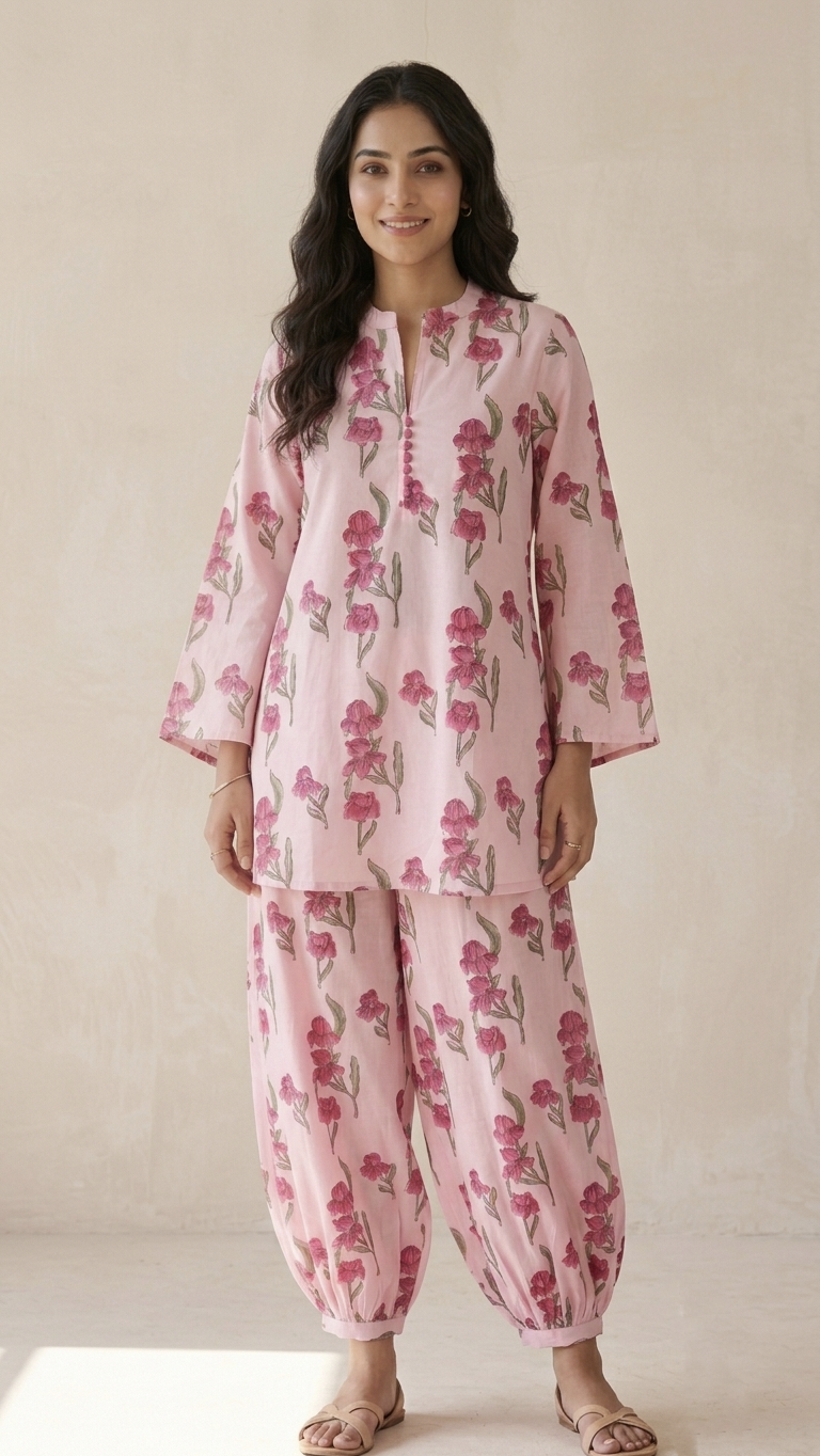 Gulbahar Cotton Floral A-line Coord Set