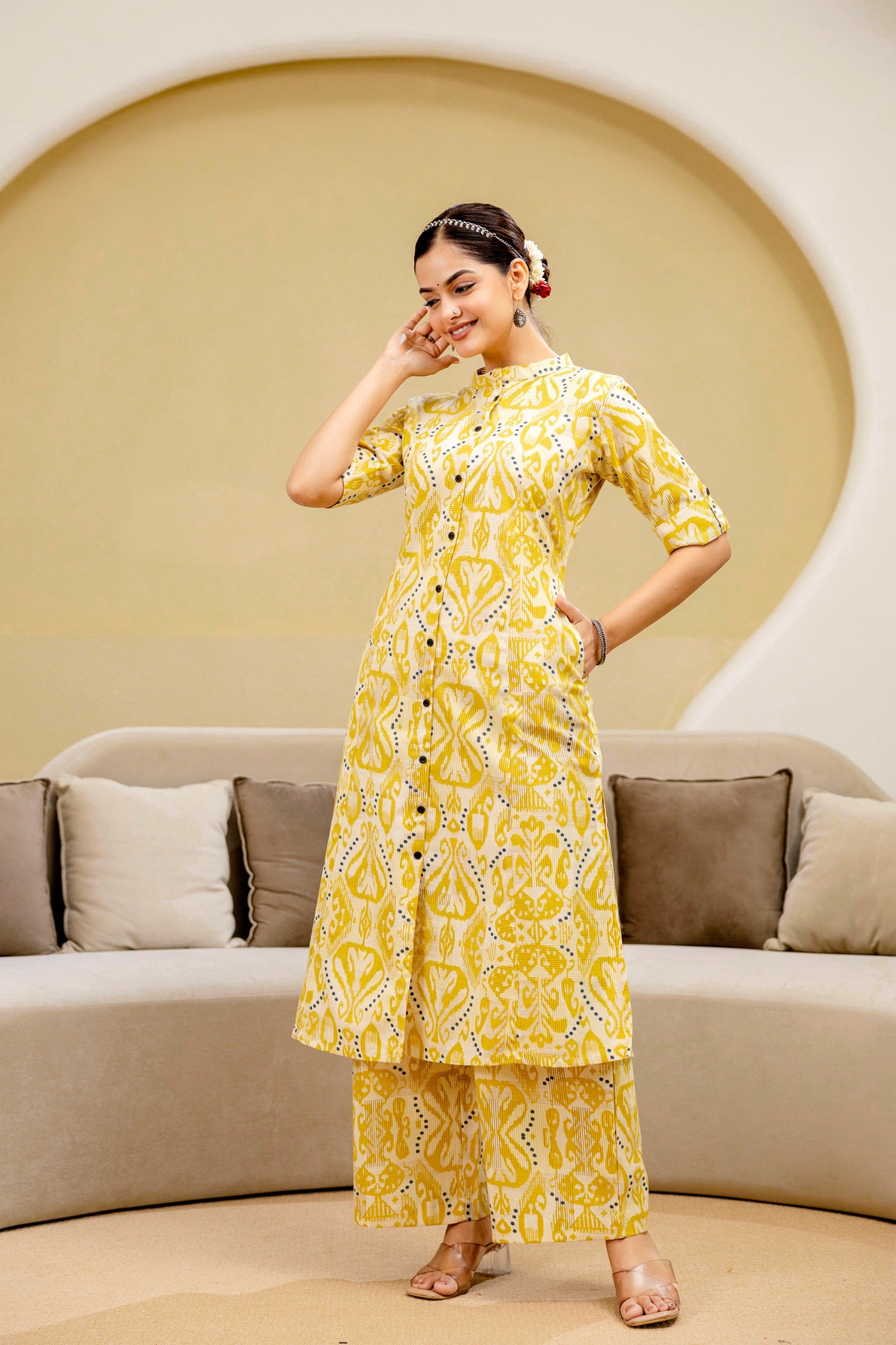 Pari Cotton Ikkat Cotton A-line Coord Set
