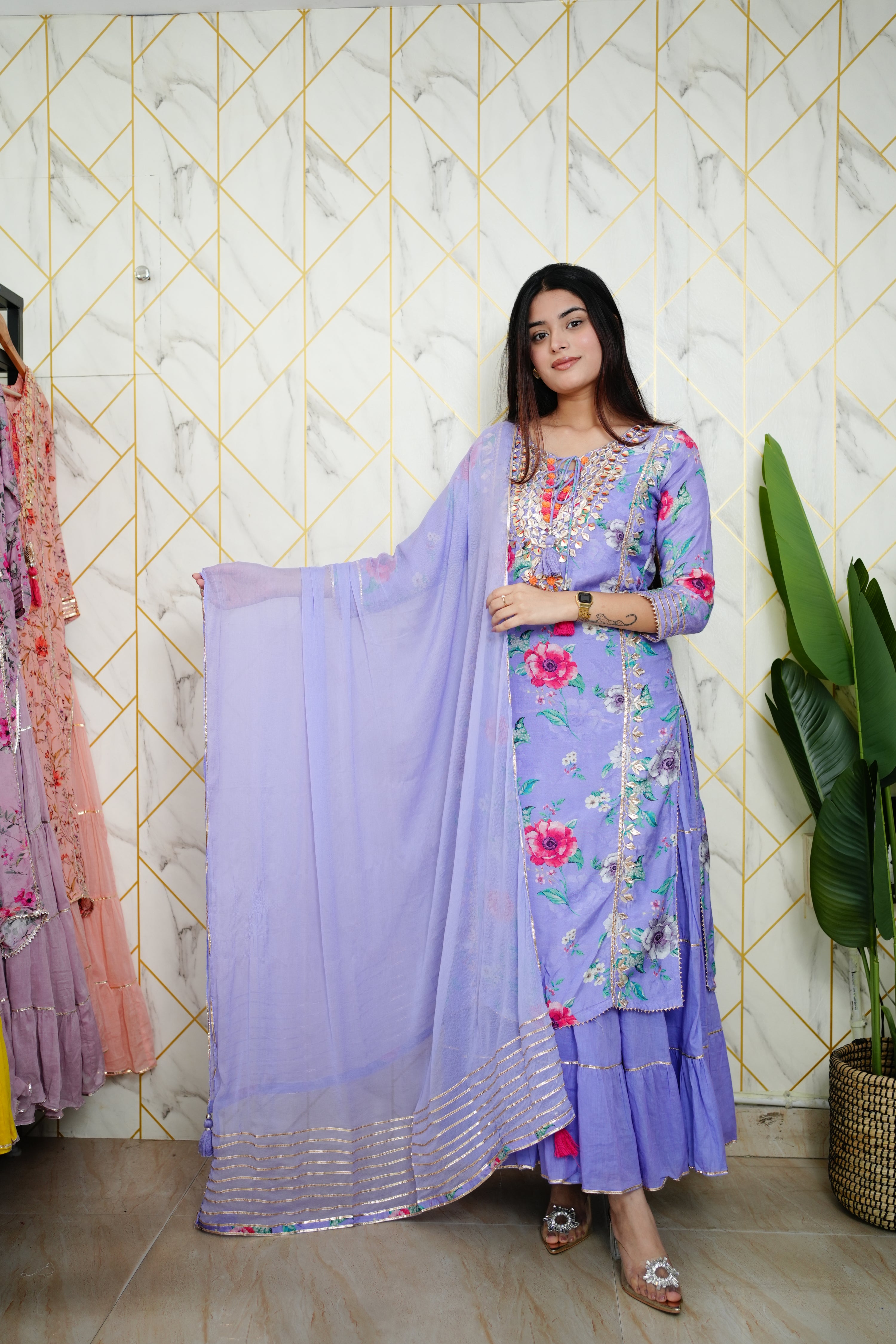 Naaz Muslin Double Layer Dupatta Set - The Jaipur Studio