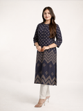 Neelima Purple Muslin Bandhani Casual Straight Kurta