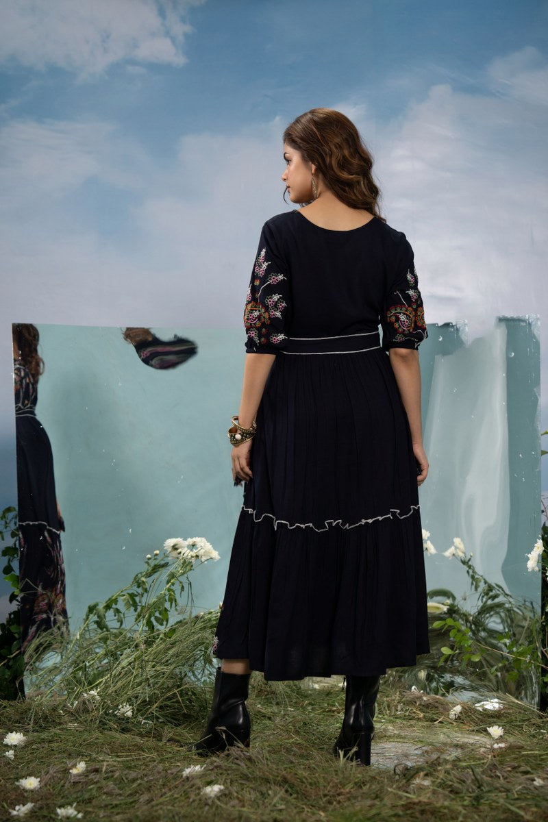 Elleza Cotton Embroidered Long Dress