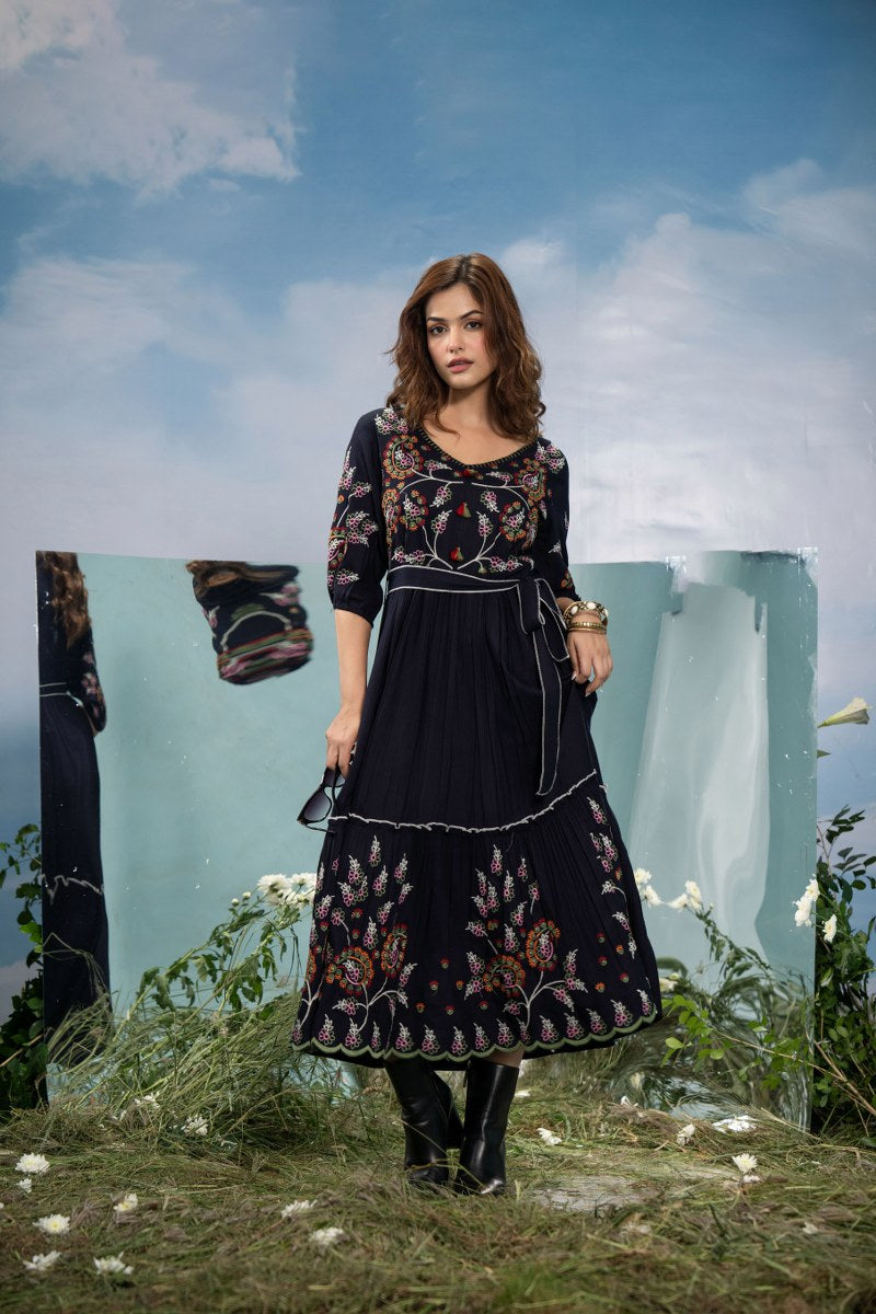 Elleza Cotton Embroidered Long Dress