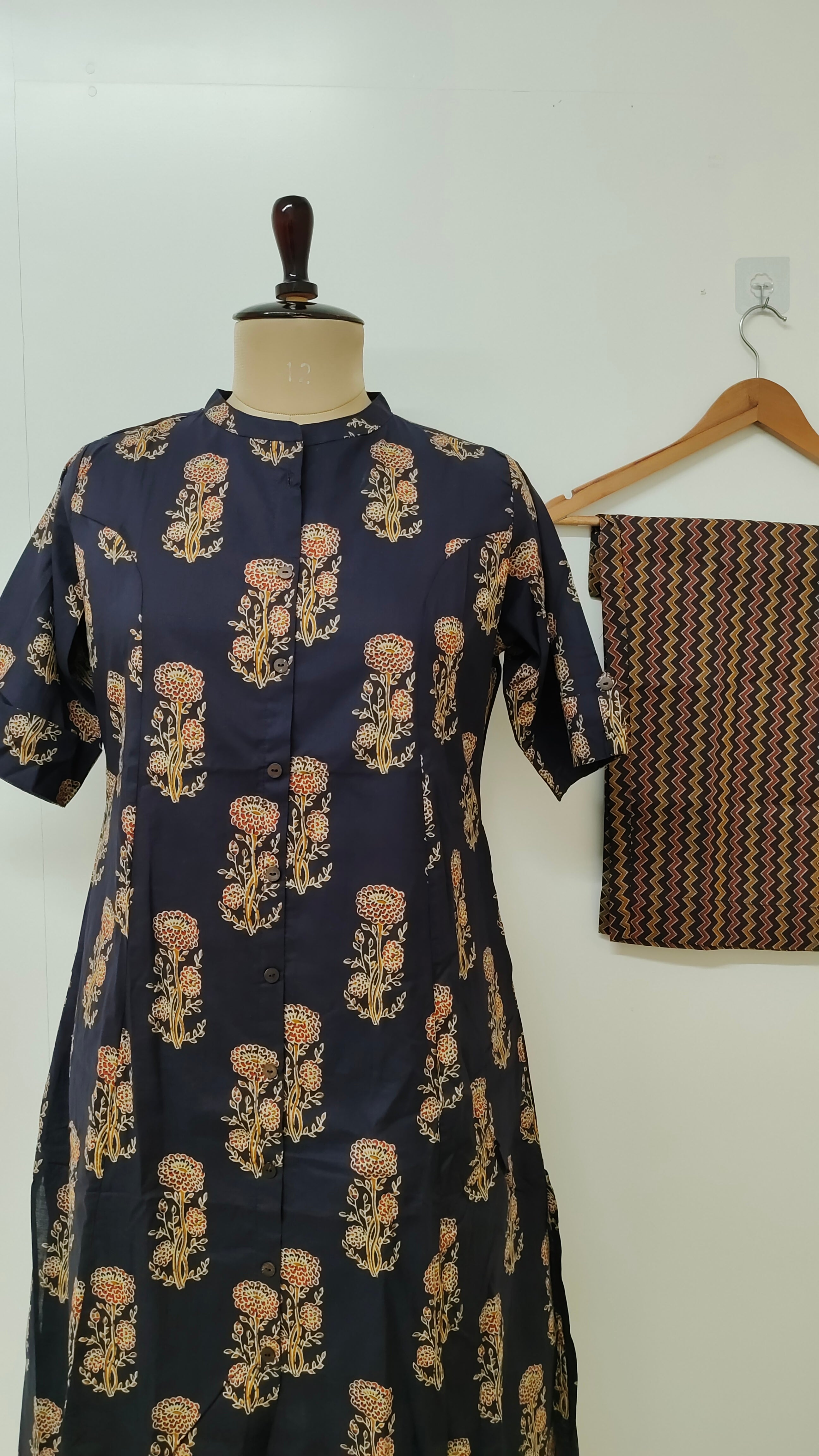 Pihu Blue Cotton A-line Coord Set