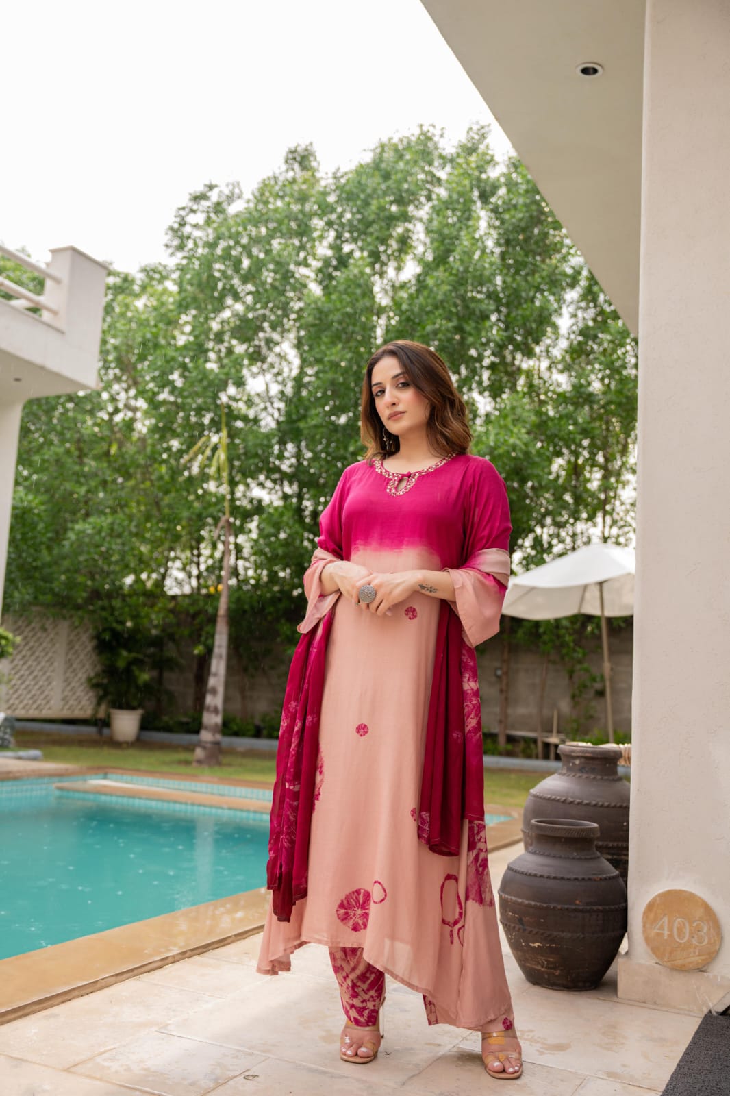 Asymmetric Premium Muslin HandEmbroidered Coord Set - The Jaipur Studio