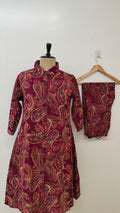 Diona Wine Kalamkari Cotton Coord Set