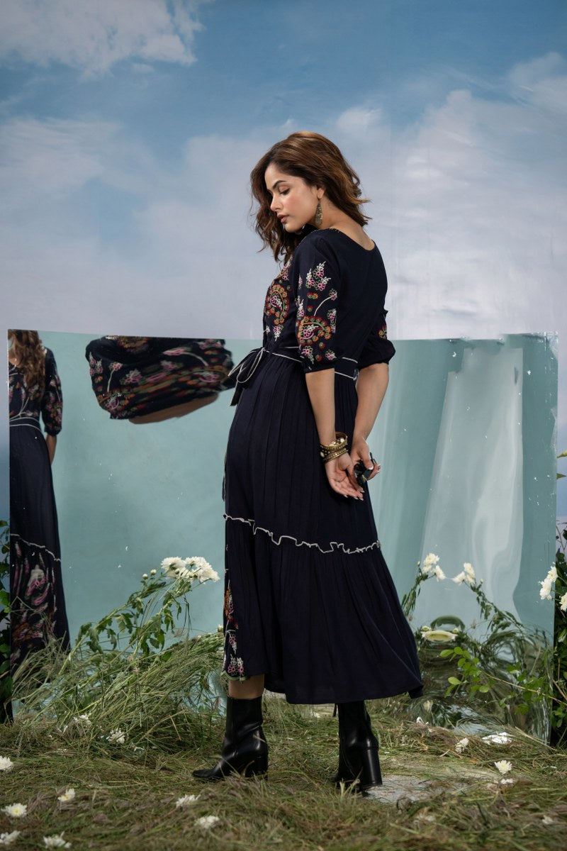 Elleza Cotton Embroidered Long Dress
