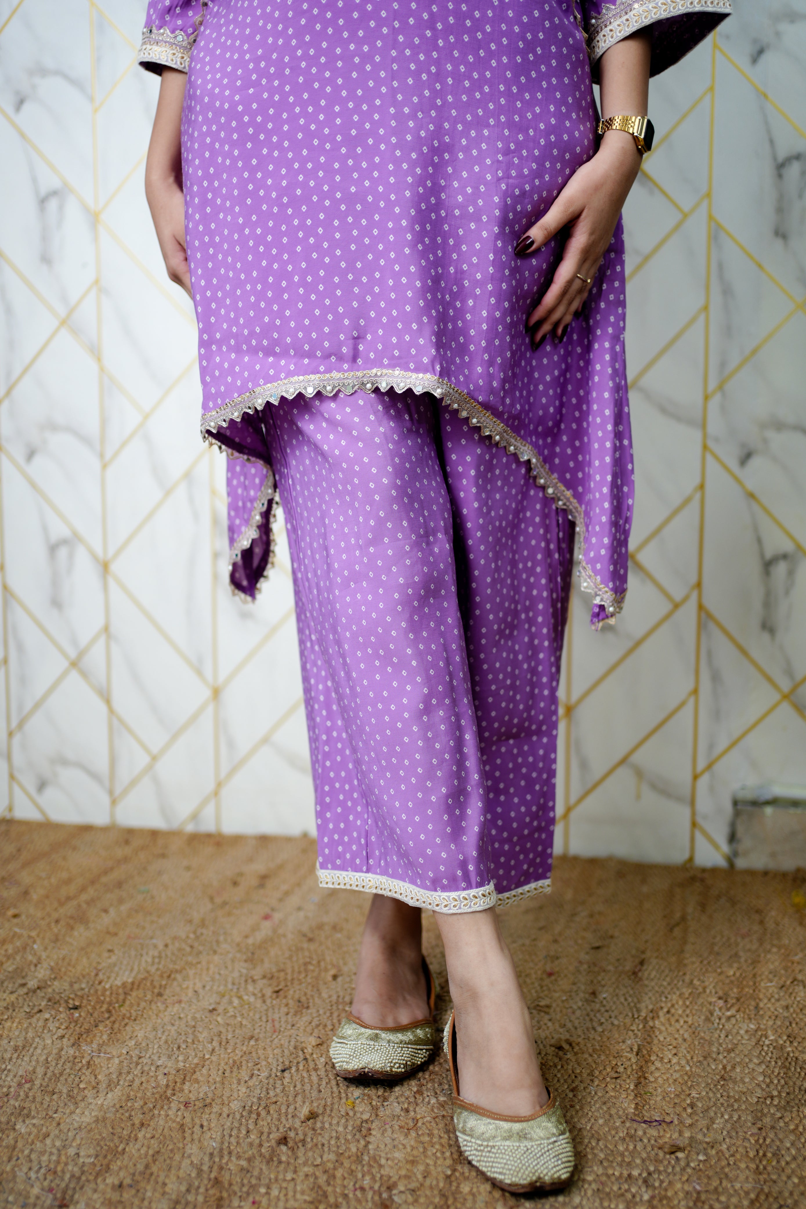 Saachi Asymmetric Muslin Embroidered Coord Set