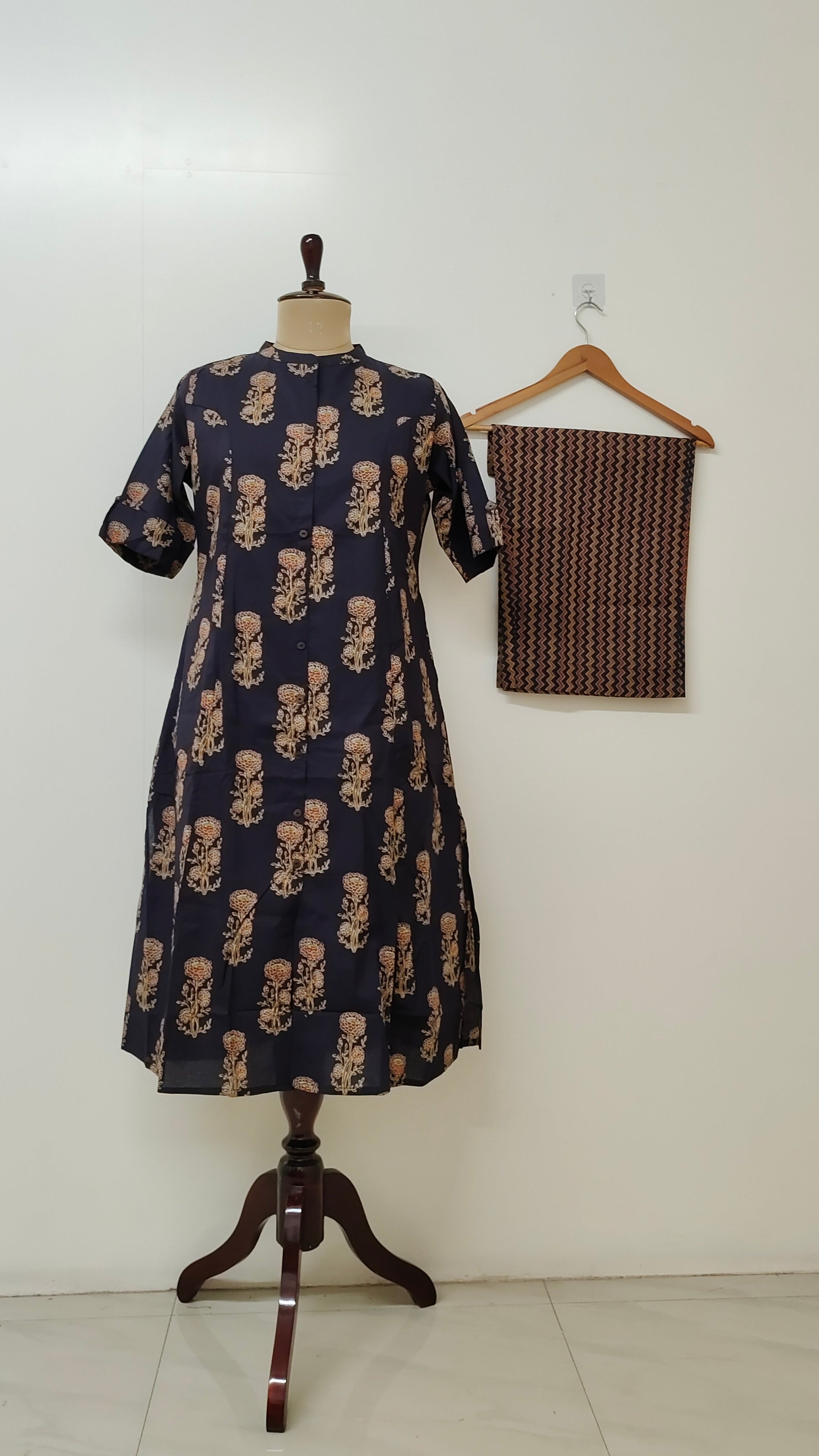 Pihu Blue Cotton A-line Coord Set
