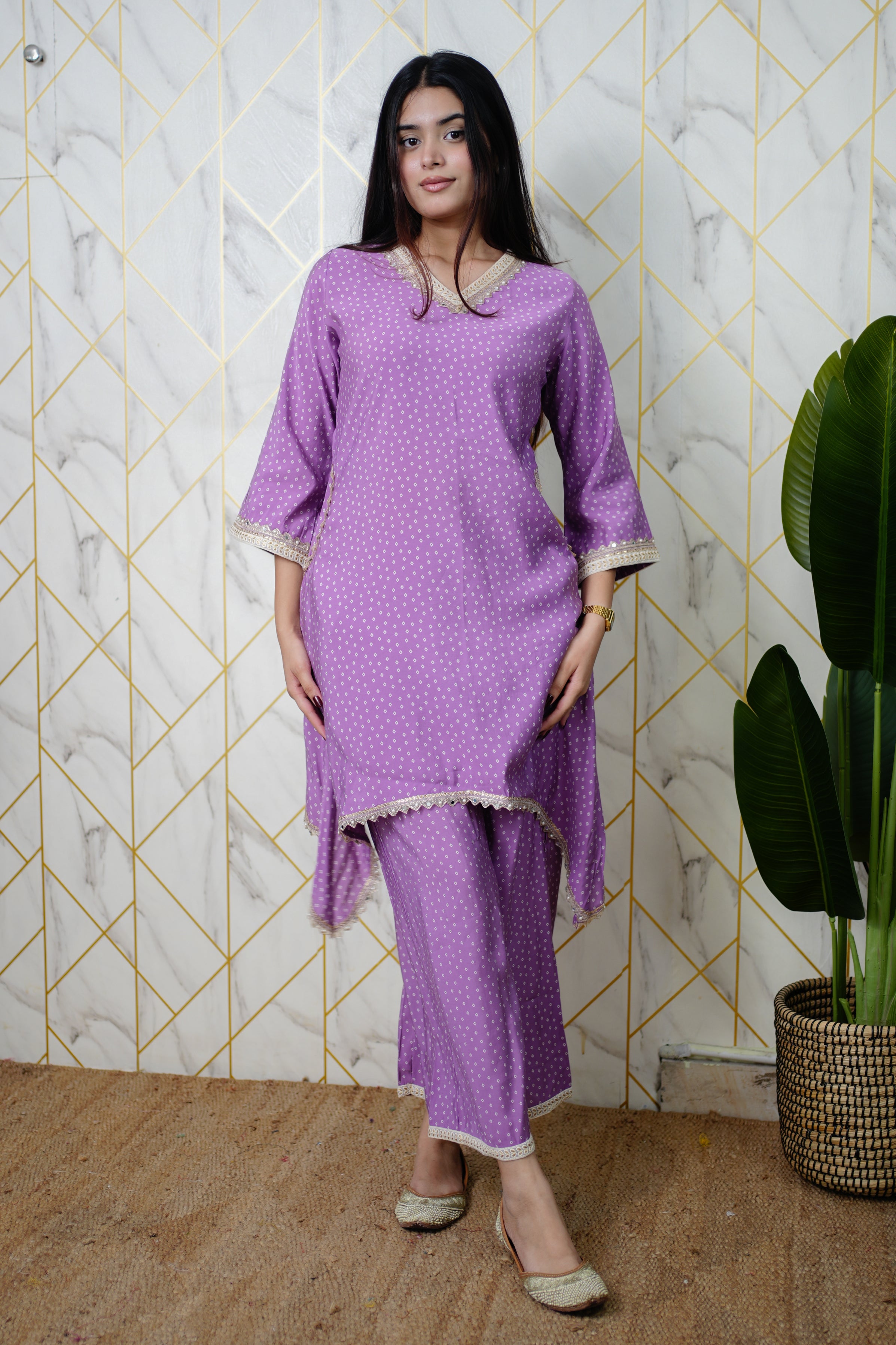 Saachi Asymmetric Muslin Embroidered Coord Set