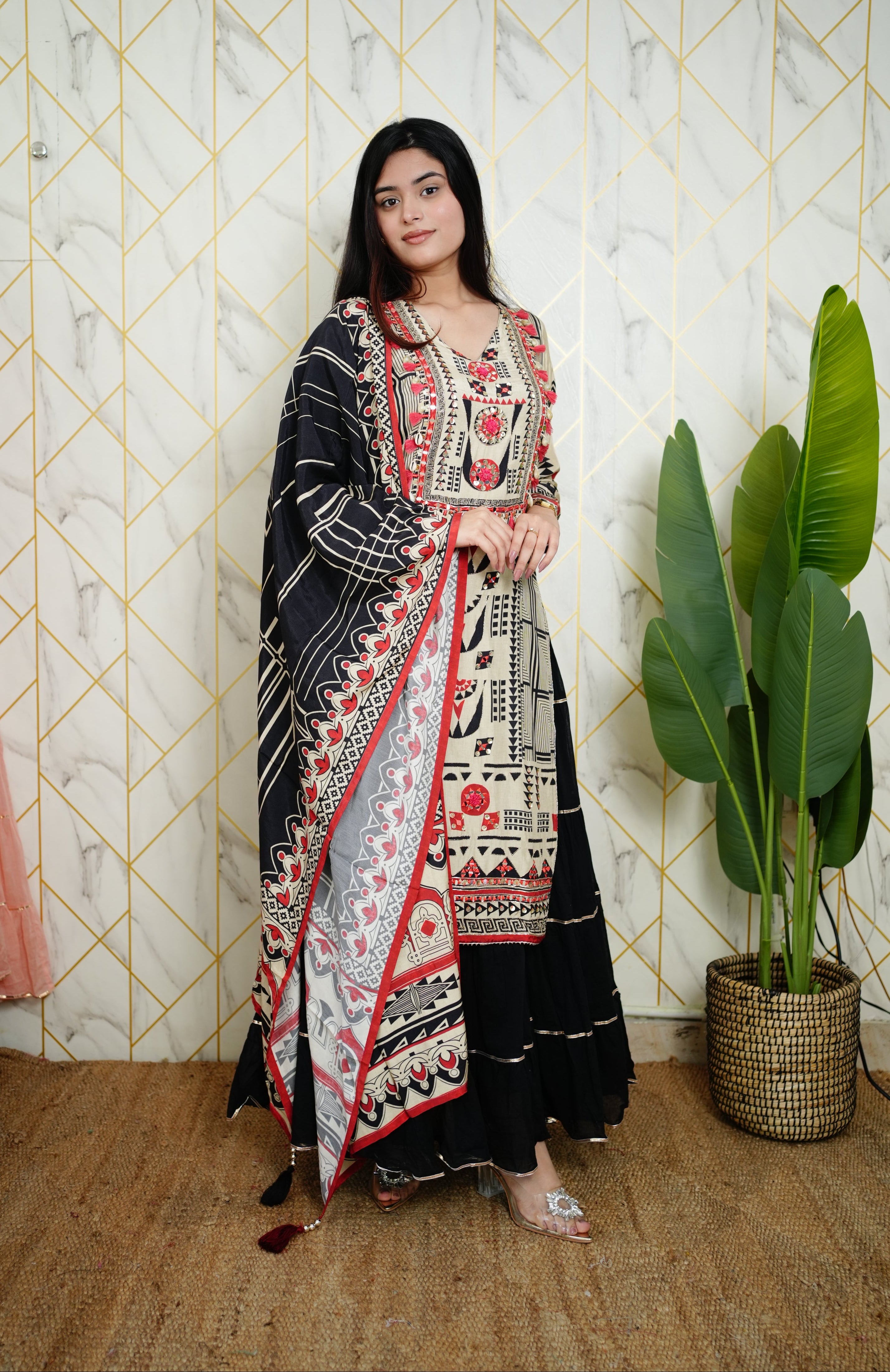 Faiza Muslin Double Layer Dupatta Set - The Jaipur Studio