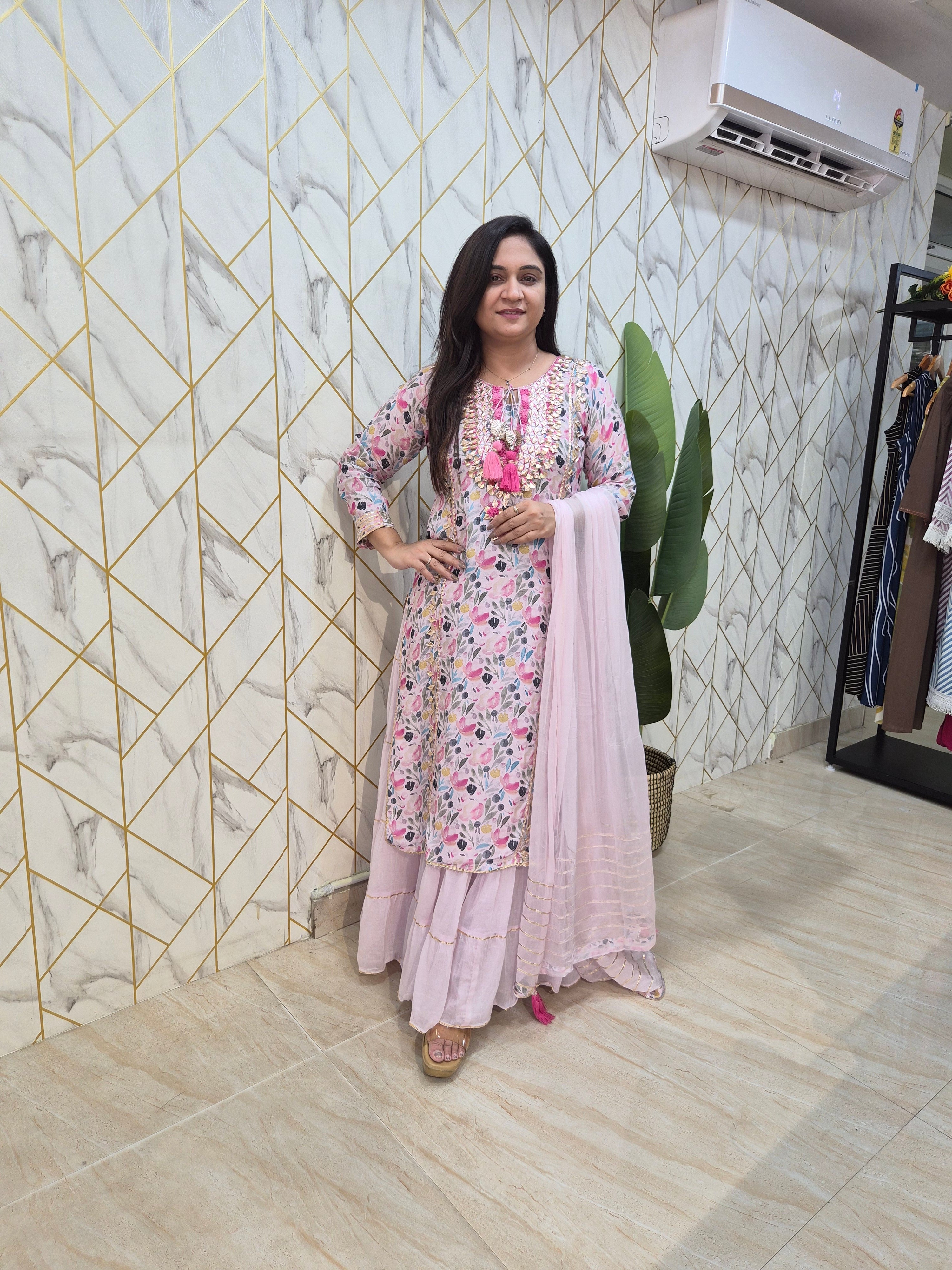 Inaya Floral Indian One Piece Dupatta Set