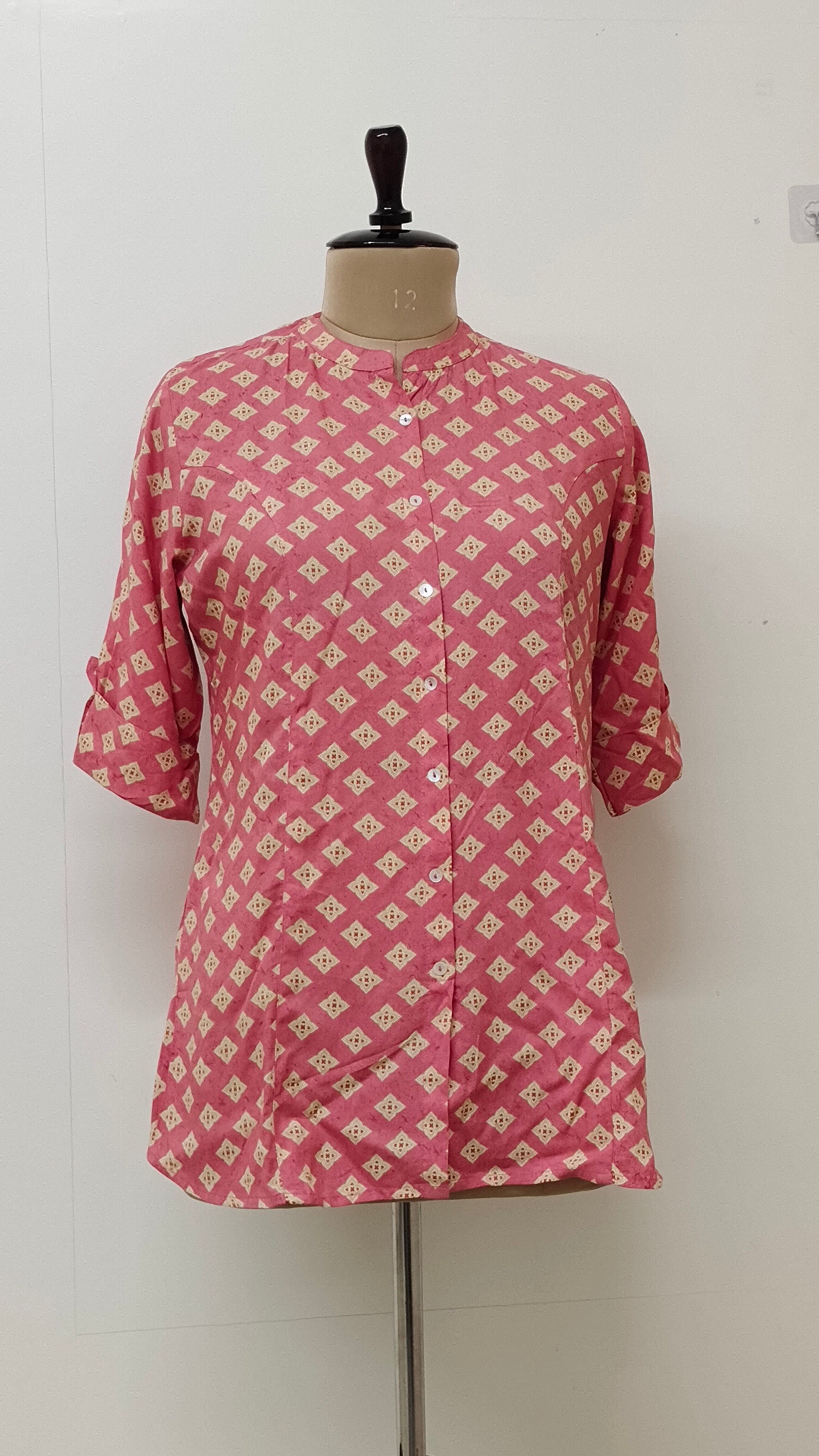 Aahana Peach Rayon Short Top