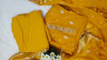 Mustard Yellow Silk Unstitched Suit Material with Elegant Buti Work