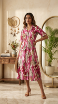 Debina Pink Cotton Short Dress