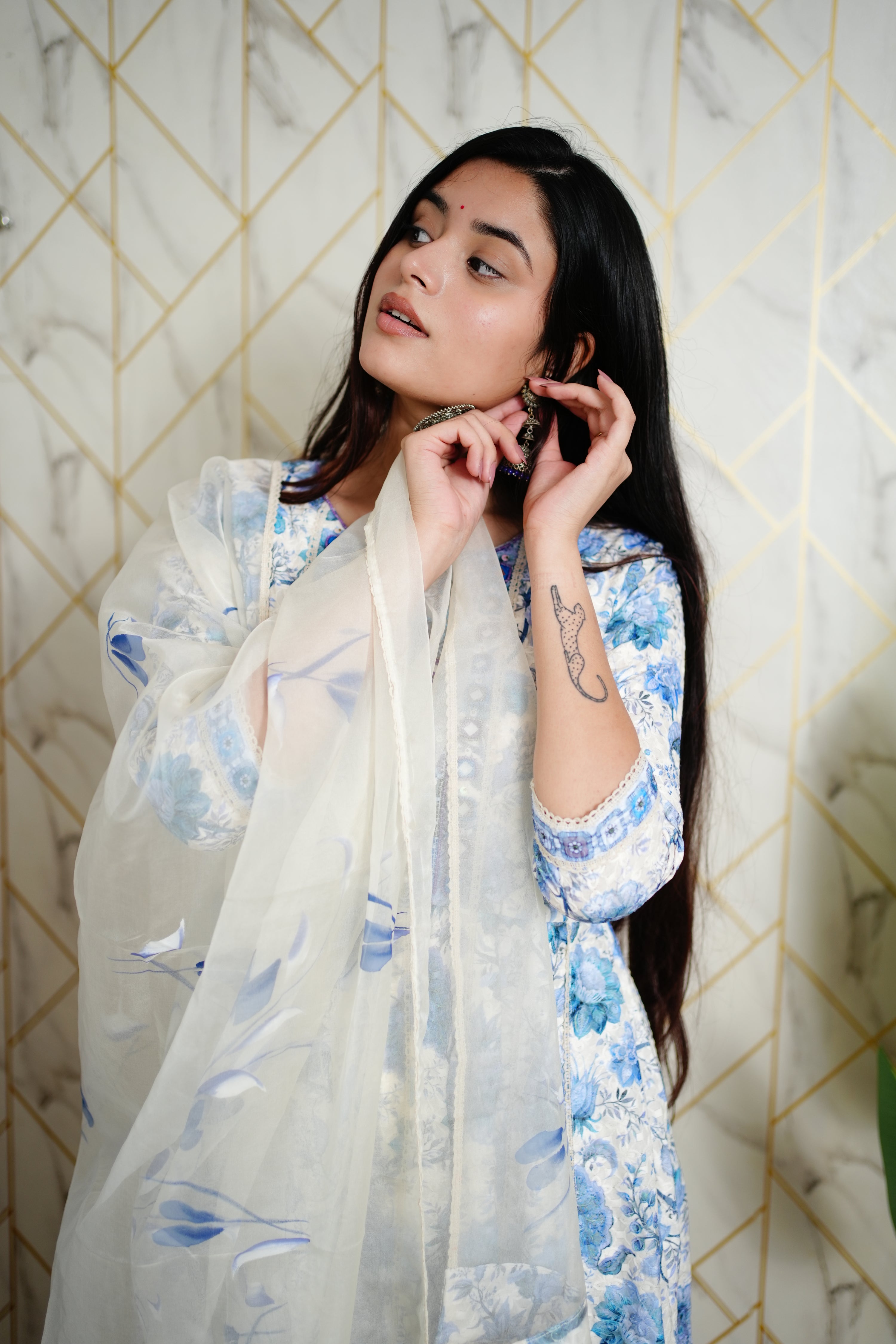 Mahak Cotton Sciffili Embroidered Anarkali Set - The Jaipur Studio