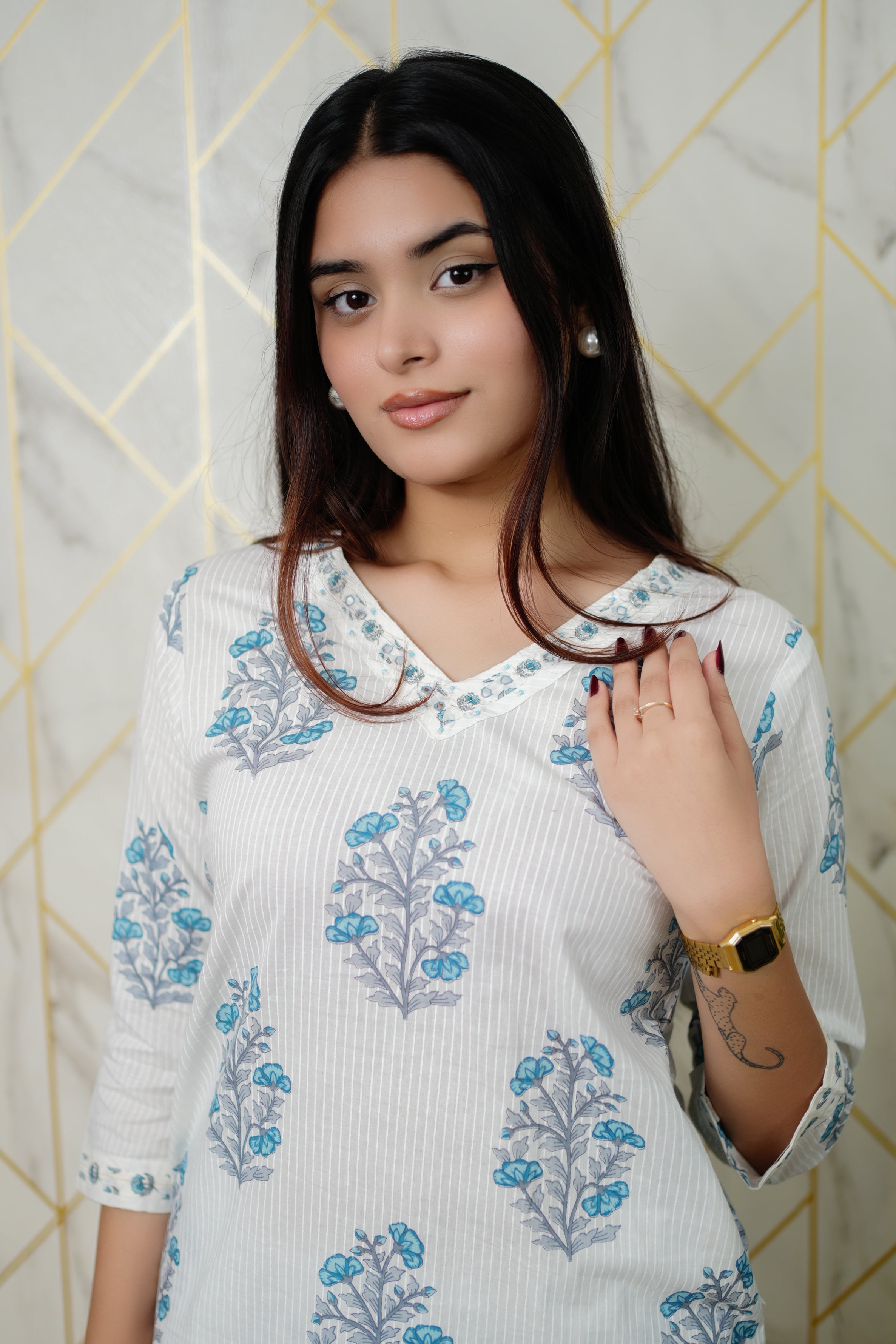 Kriti Handblock Cotton Afgani Set With Pockets