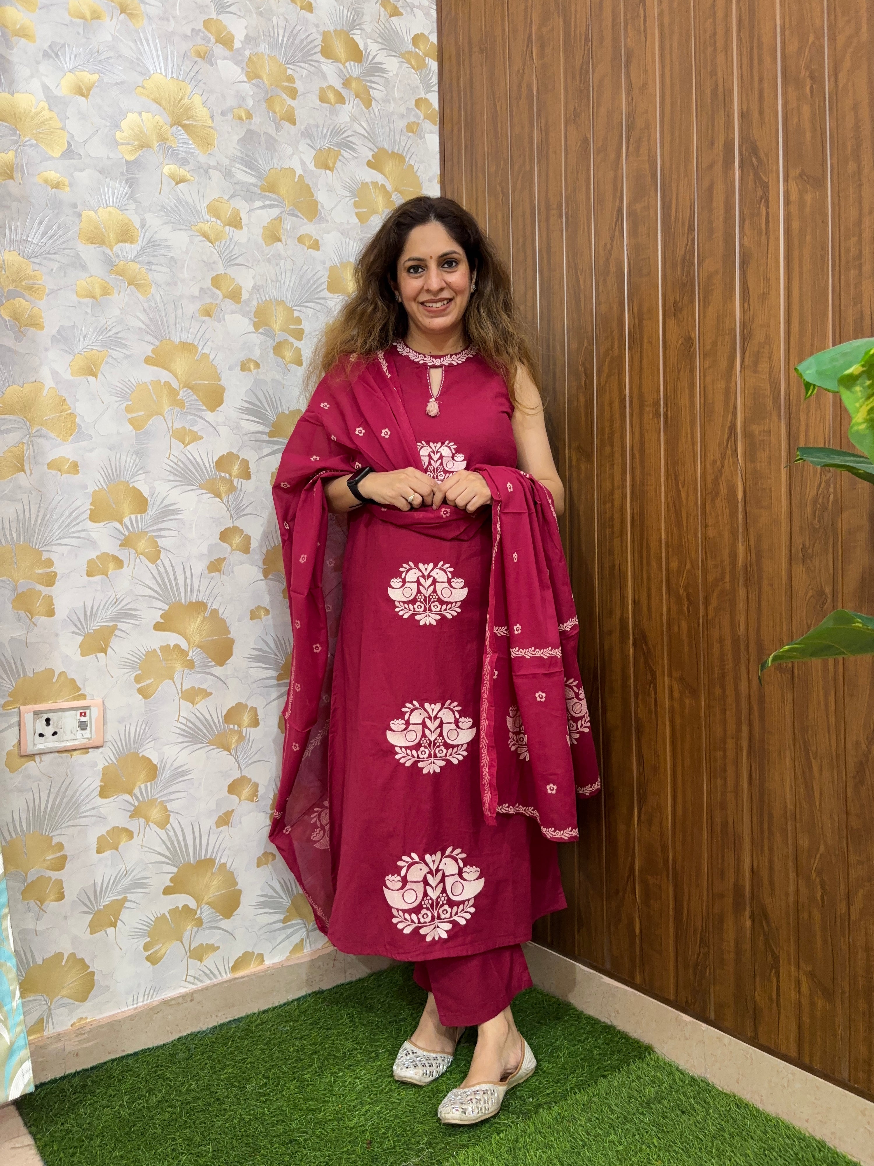 Nagma Cotton Sleeveless Embroidered Pant Set - The Jaipur Studio