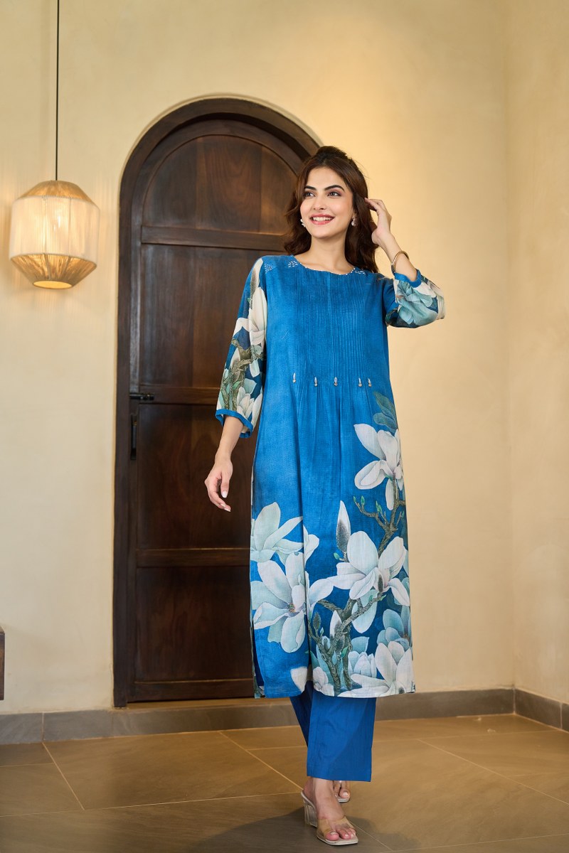 Avantika Mul Cotton A-line Pant Set - The Jaipur Studio