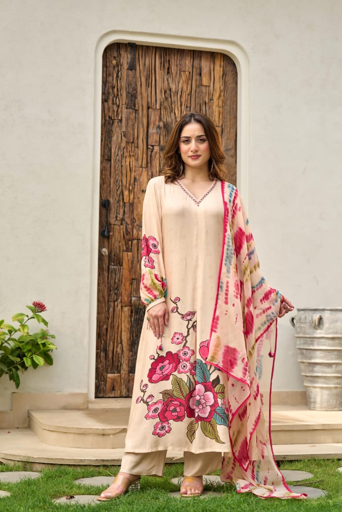 Dolly Muslin Floral Embroidered Pant Set - The Jaipur Studio