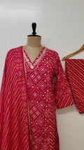 Jiara Bandhani Cotton A-line Dupatta Set