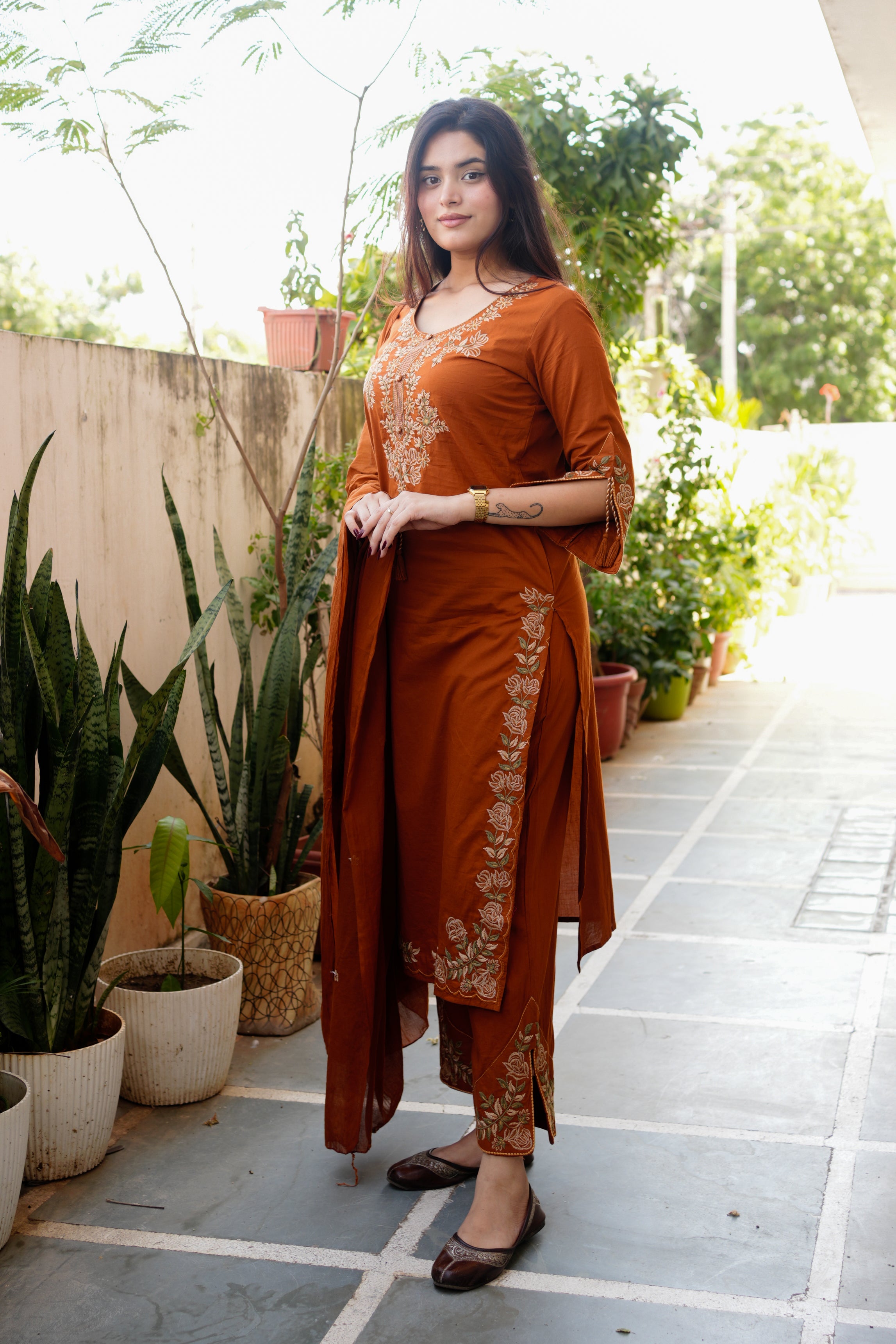 Gargi Premium Cotton Embroidered Pant set