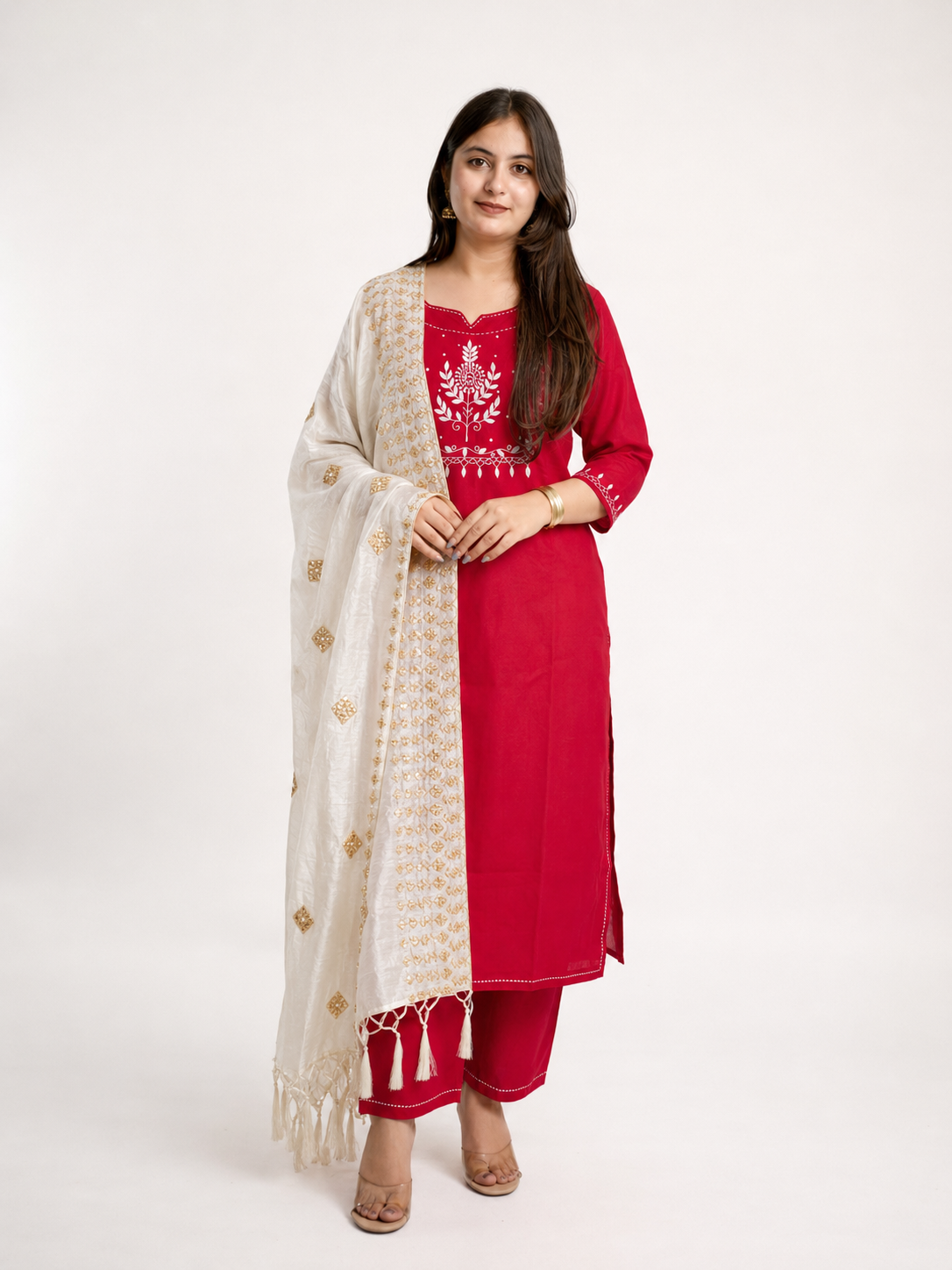 Gokhna Premium Muslin Embroidered Dupatta Set