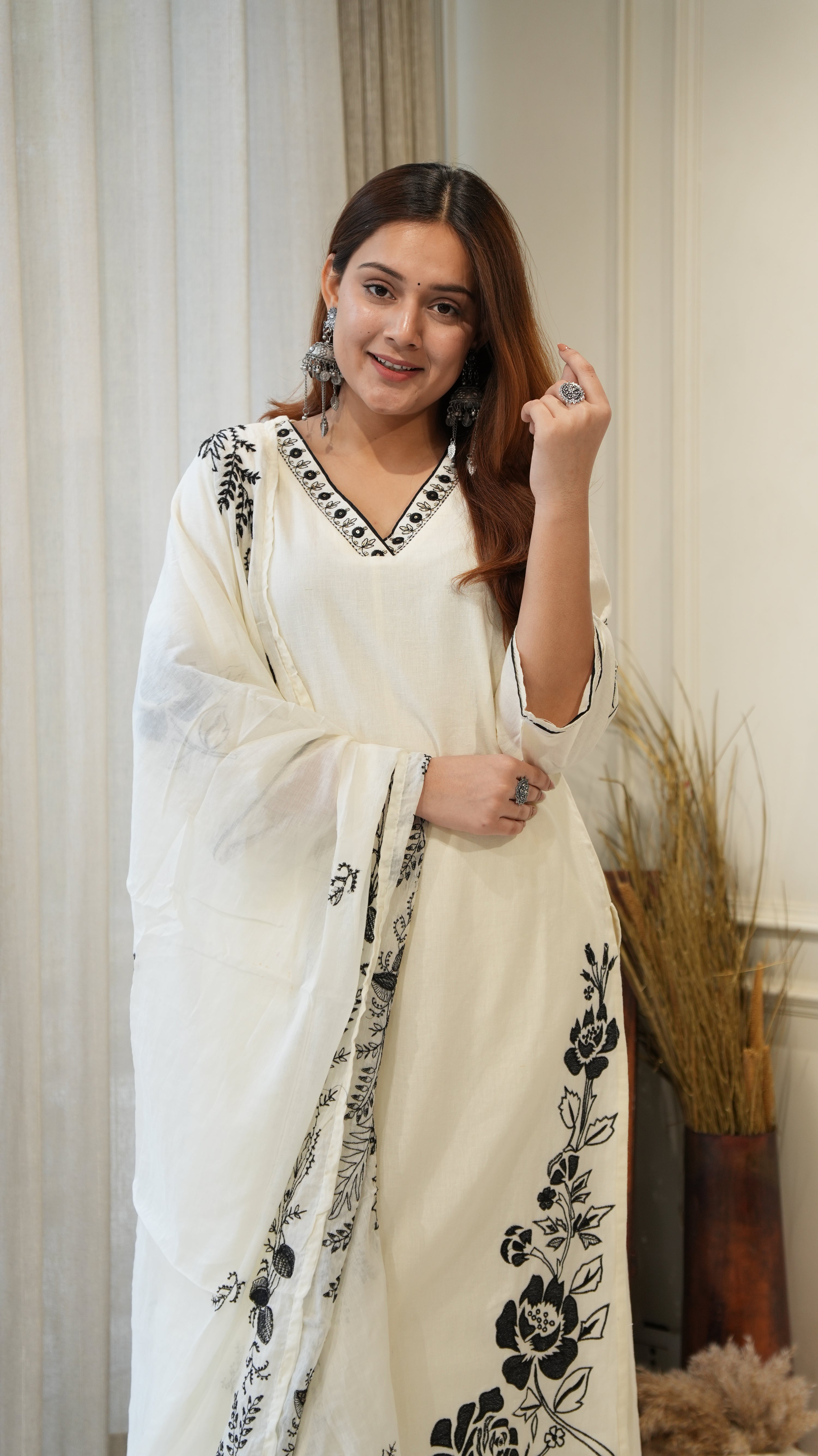 Mul Cotton Embroidered Pakistani Pant Set