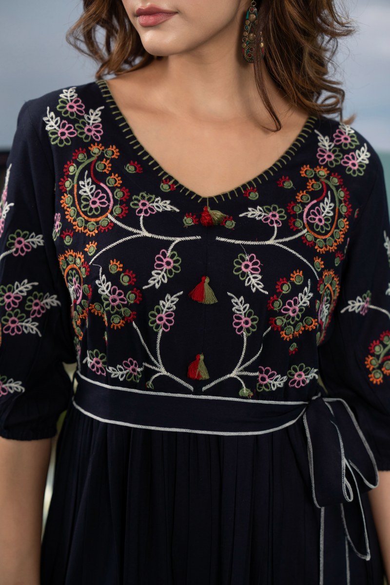 Elleza Cotton Embroidered Long Dress
