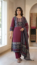 Gehna Cotton Casual Embroidered Dupatta Set