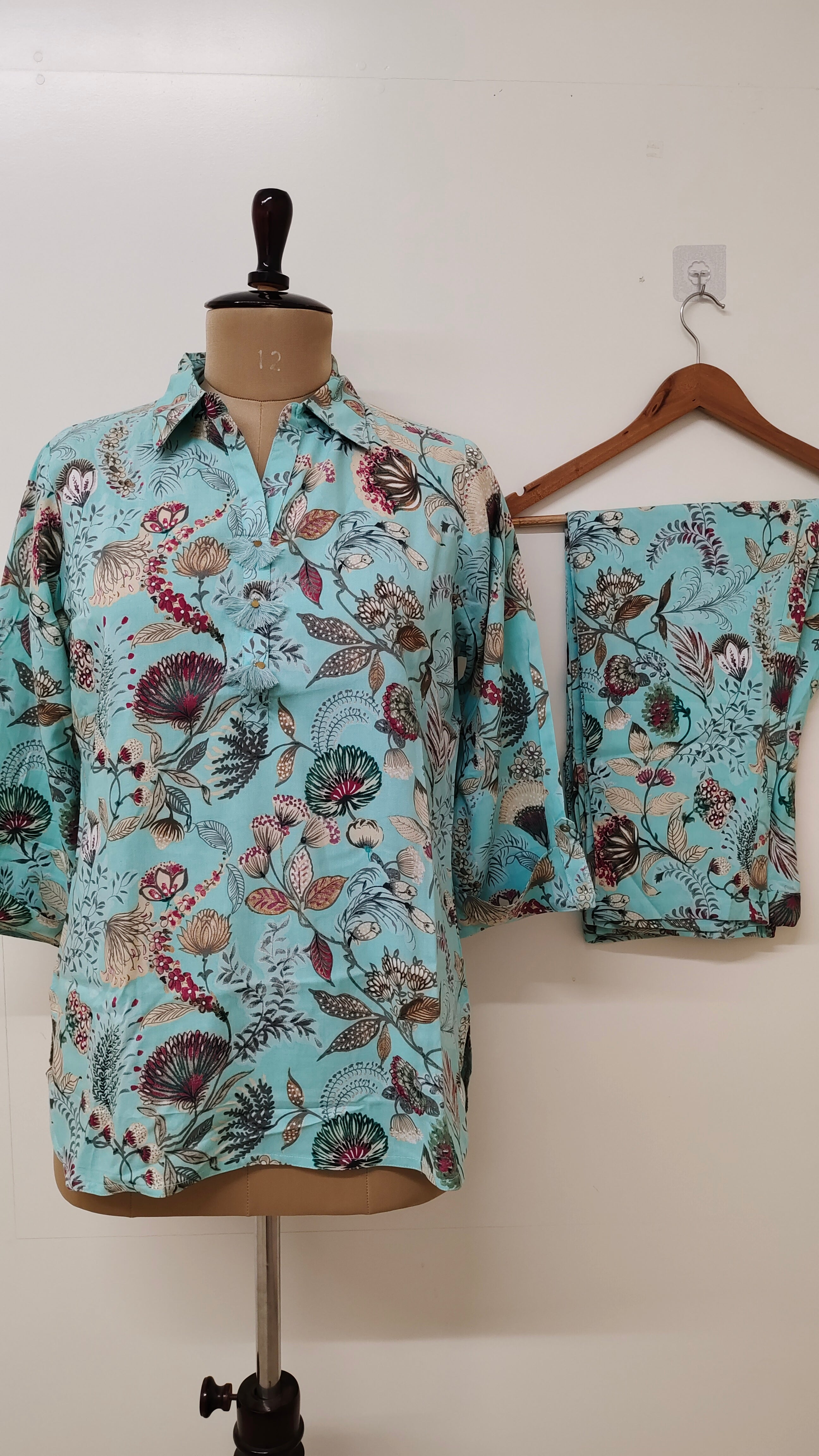 Jasmine Blue  Rayon Floral Coord Set