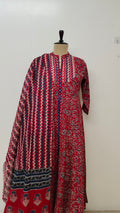 Sadiya Red Cotton Anarkali Dress with along Dupatta