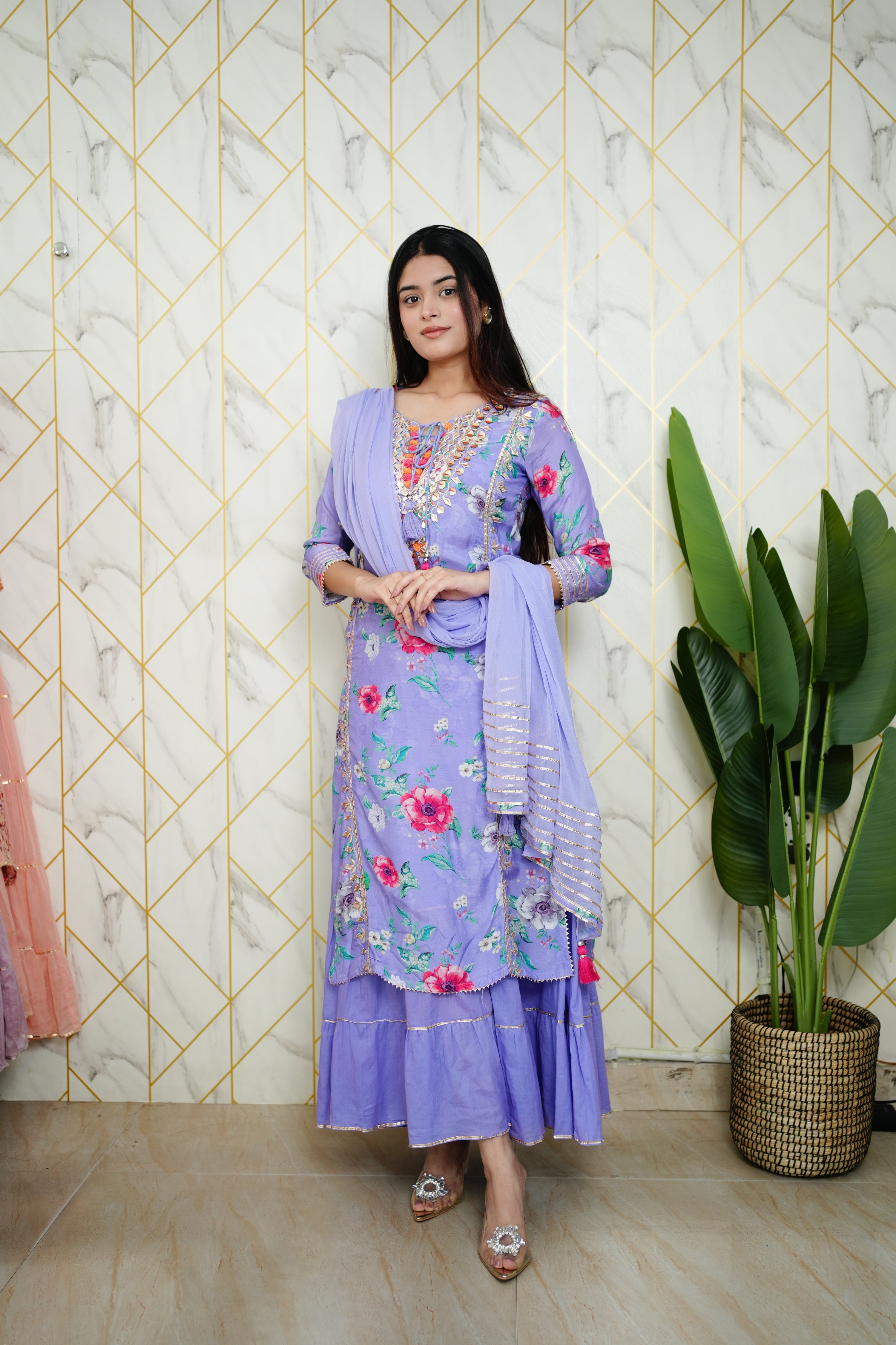Naaz Muslin Double Layer Dupatta Set - The Jaipur Studio