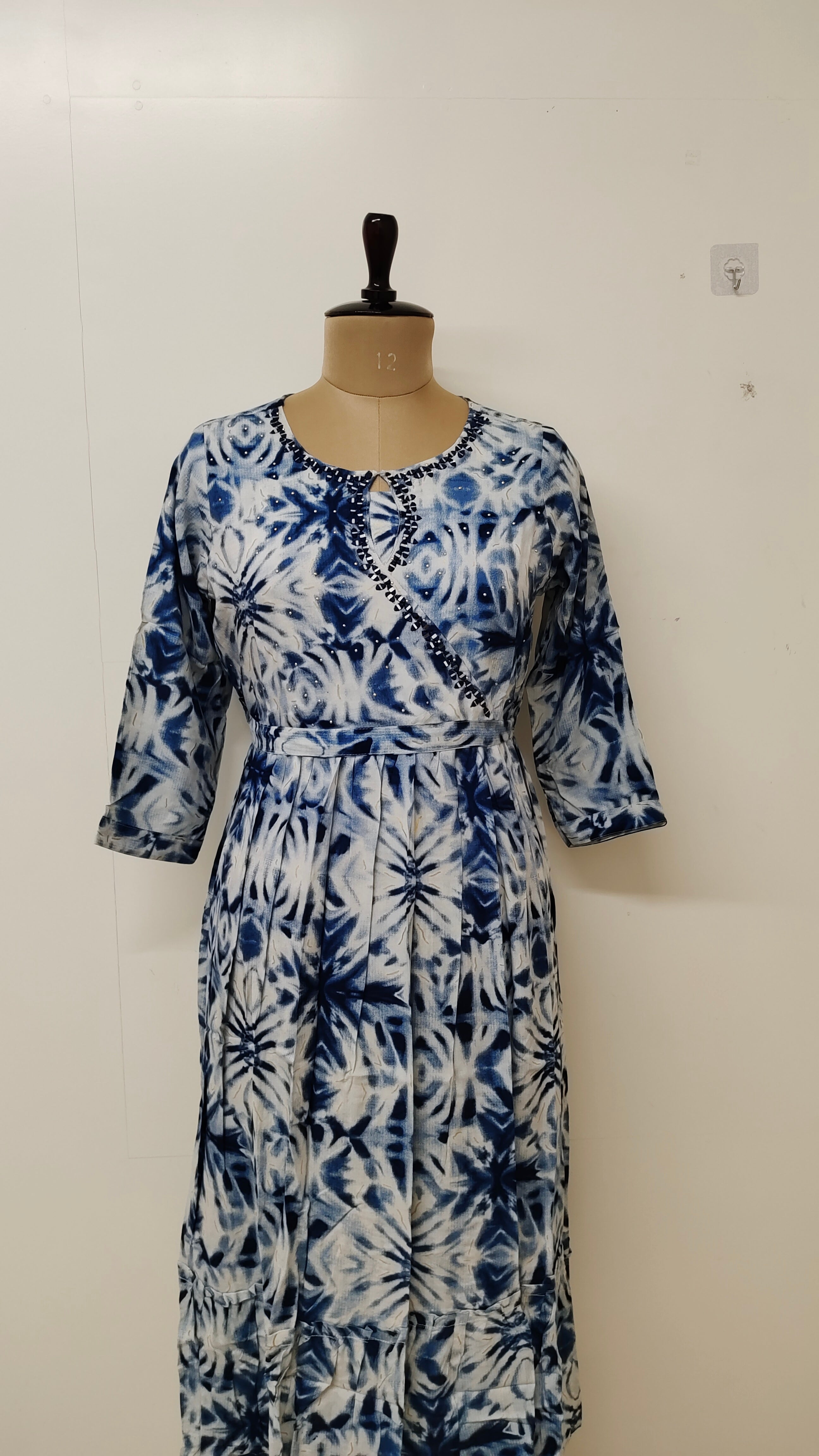 Amara Blue Rayon Long Dress With Belt