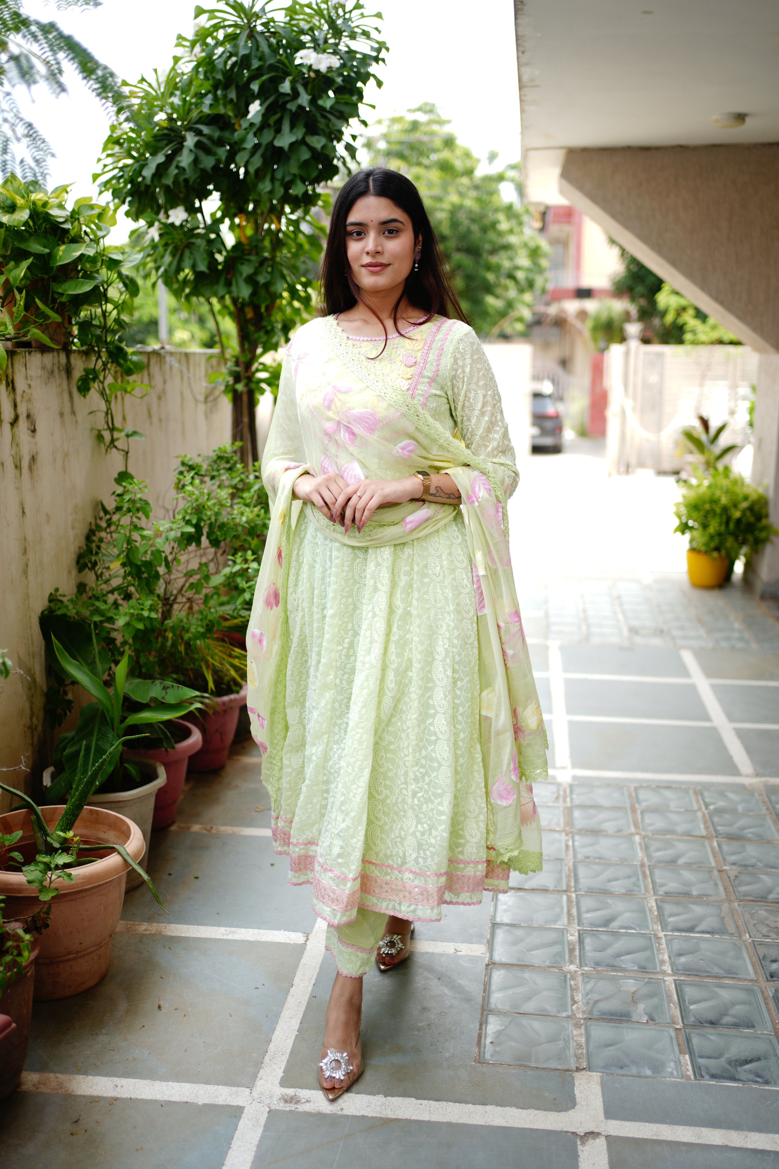 Mia Georgette HandEmbroidered Anarkali Set - The Jaipur Studio