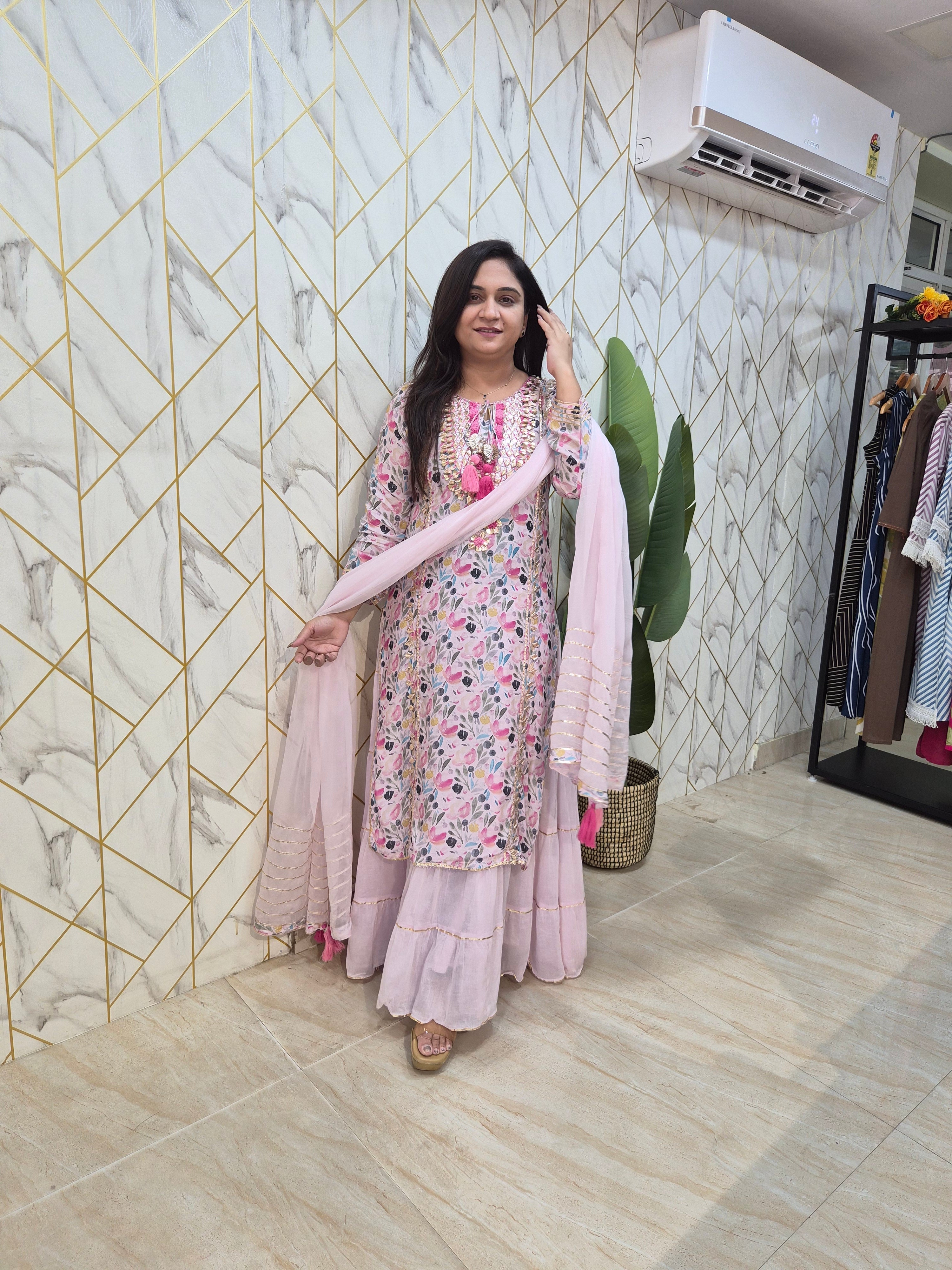 Inaya Floral Indian One Piece Dupatta Set