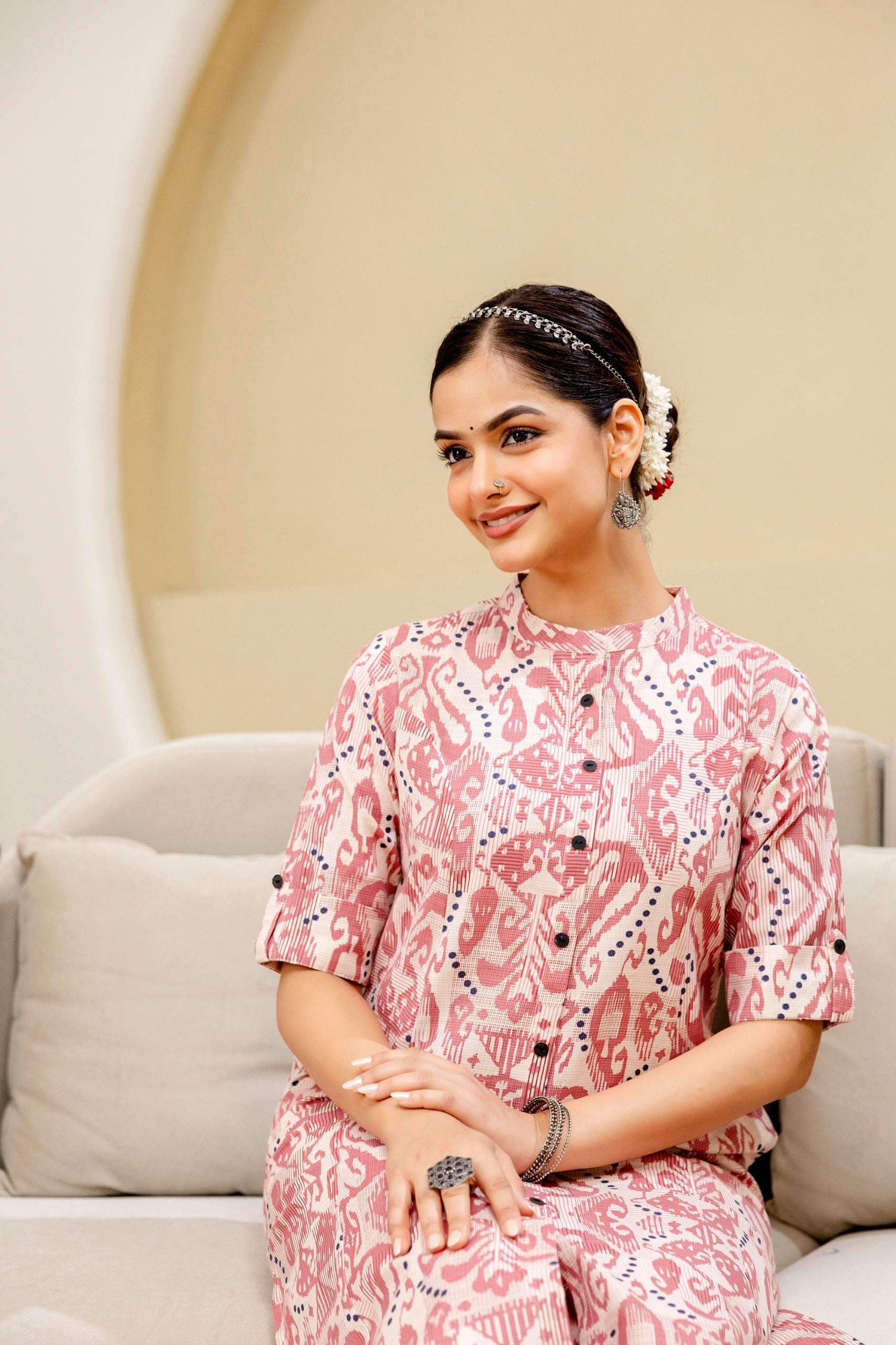 Pari Cotton Ikkat Cotton A-line Coord Set