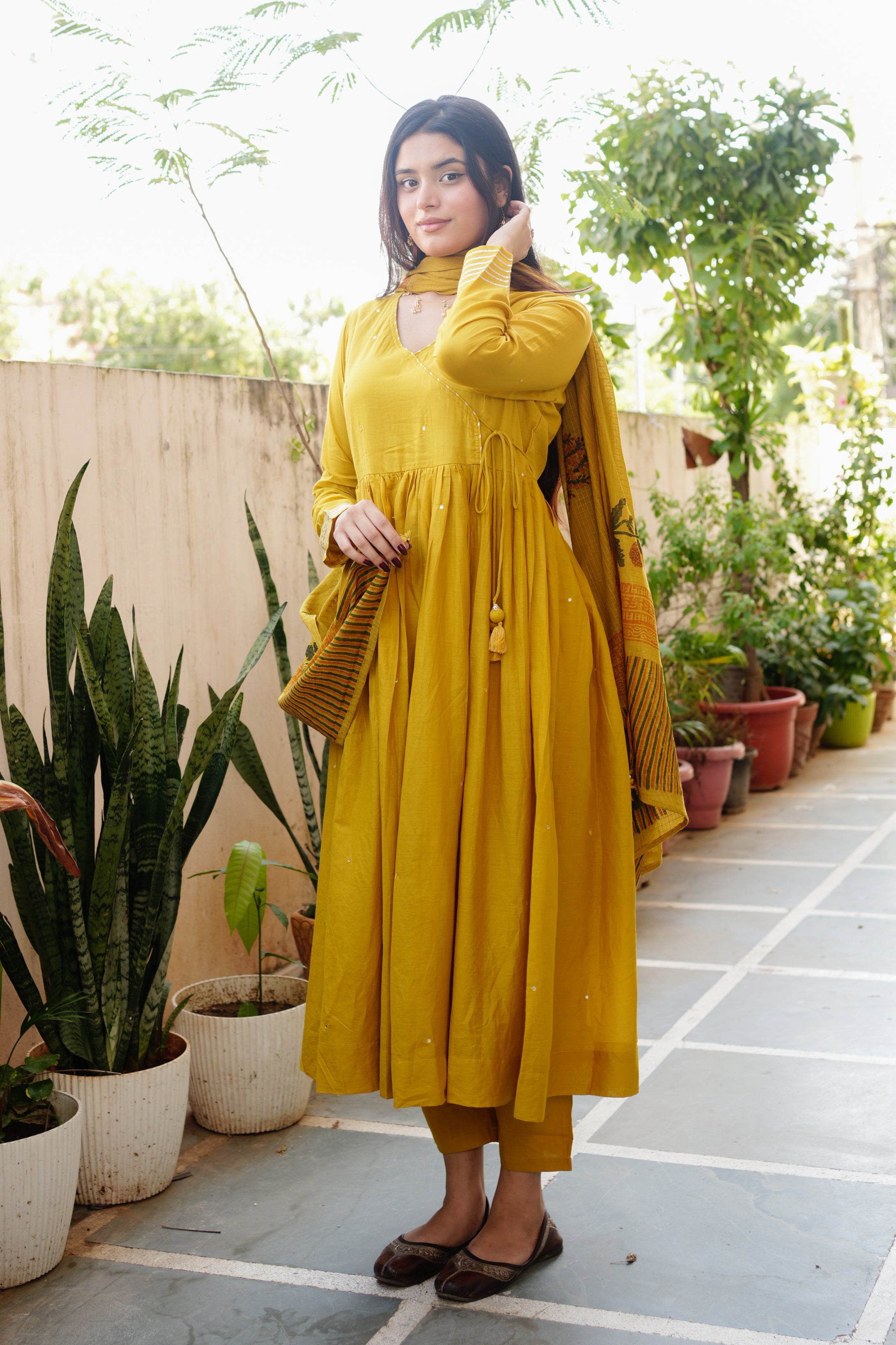 Baani Cotton Angrakha Embroidered Anarkali Set