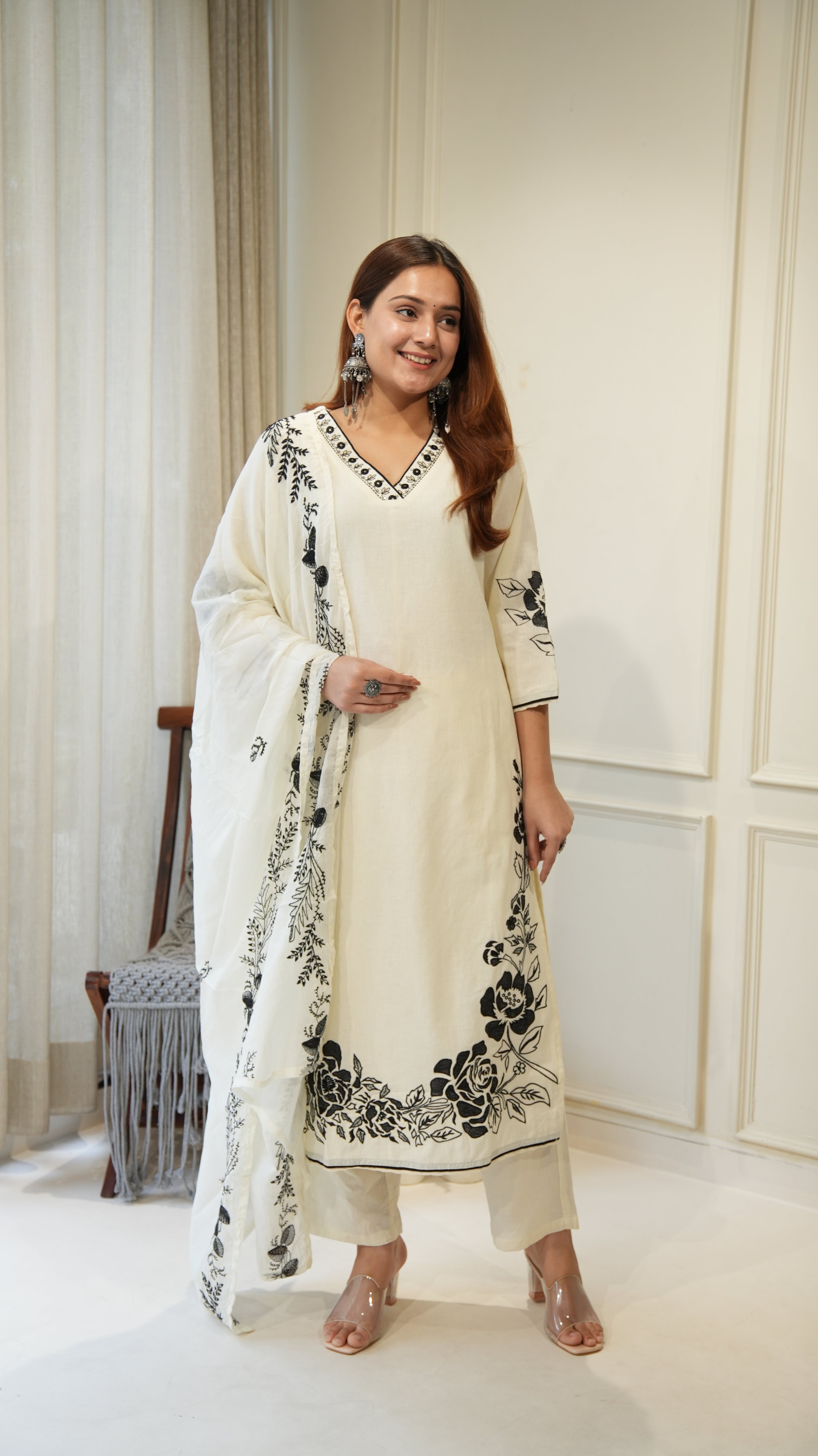 Mul Cotton Embroidered Pakistani Pant Set