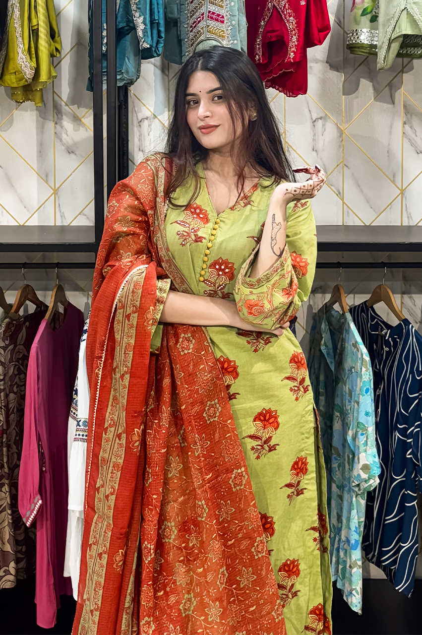 Lasya Premium Cotton Embroidered Pakistani Pant Set - The Jaipur Studio