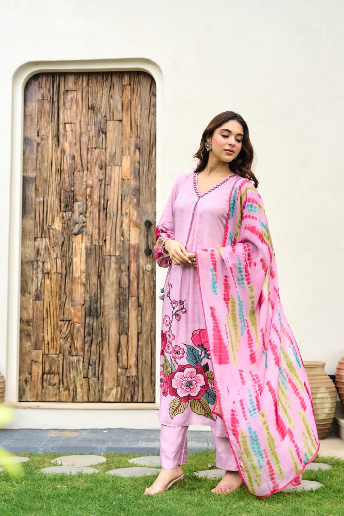 Dolly Muslin Floral Embroidered Pant Set - The Jaipur Studio