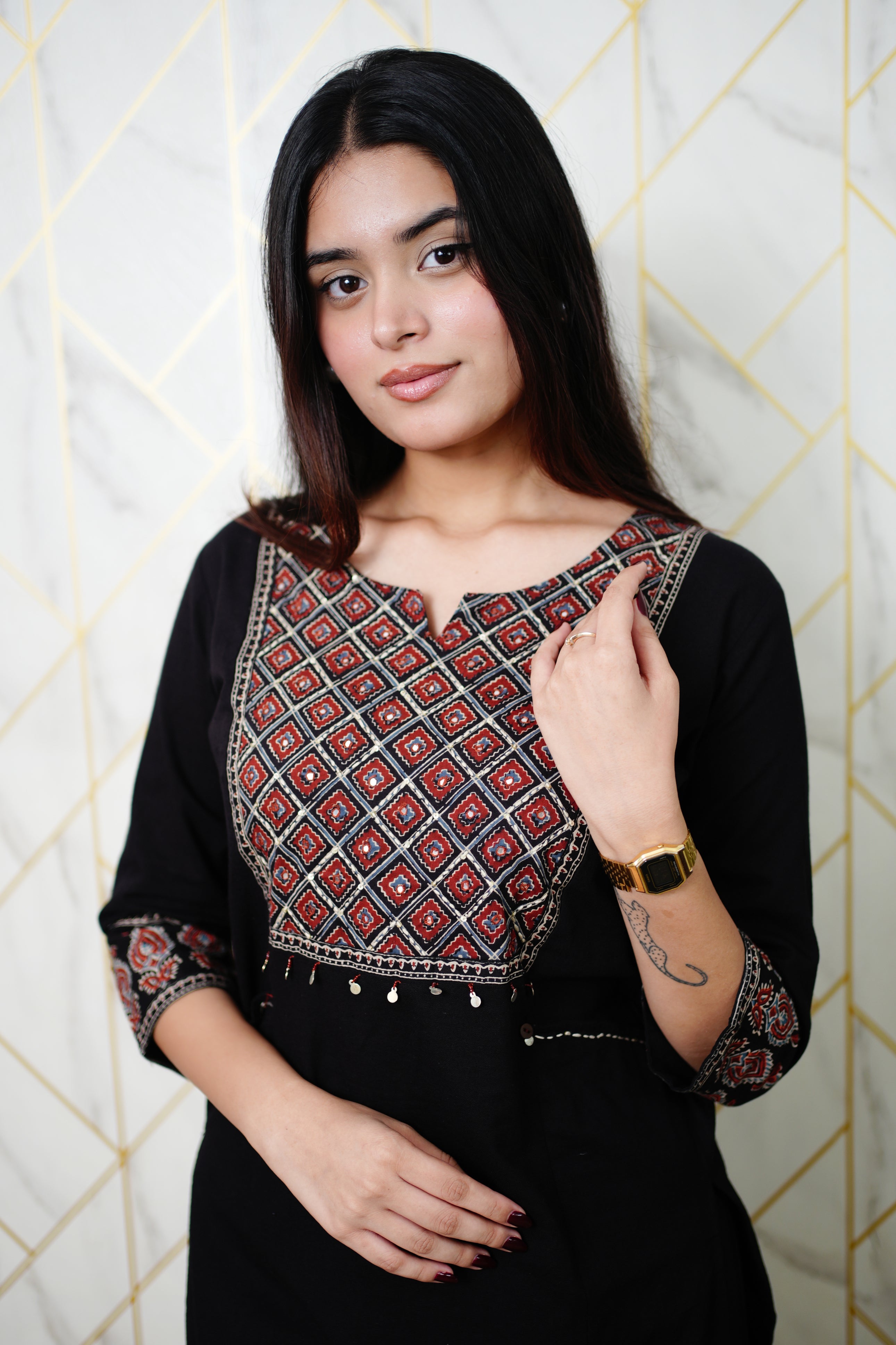 Damini Ajrakh Embroidered Cotton Coord Set