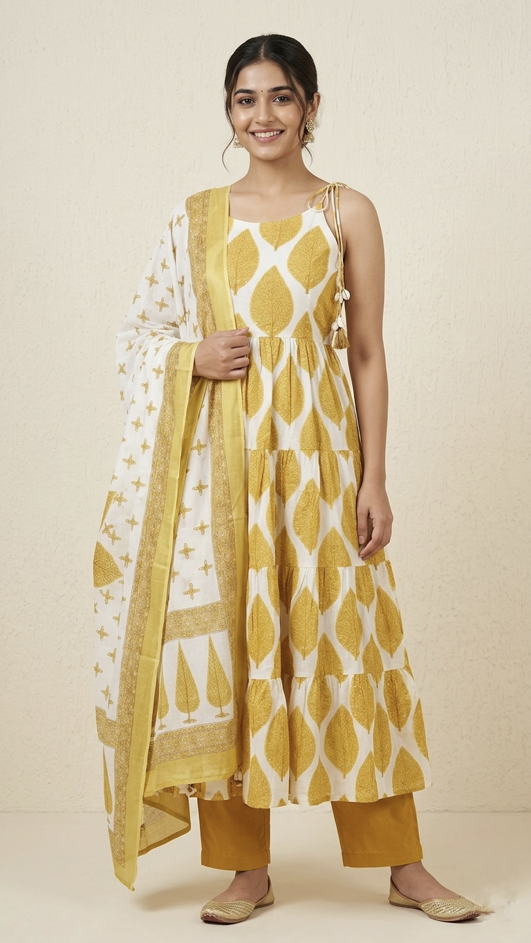 Paridhi Cotton Noodles Straps Anarkali Pant Set