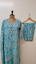 Maha Blue Cotton Straight Dupatta Set