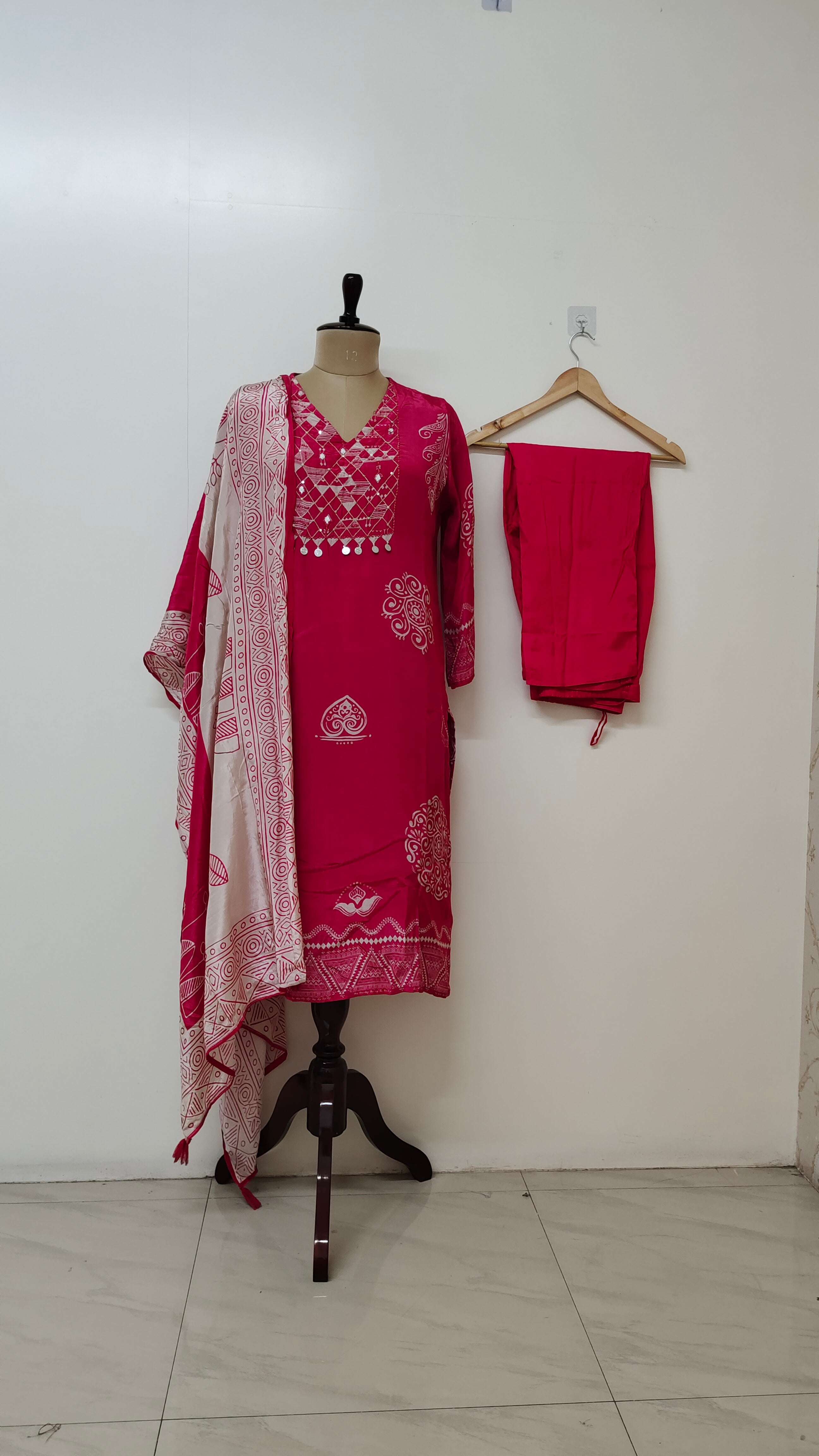 Joshina Pink Crepe HandEmbroidered Pant Set