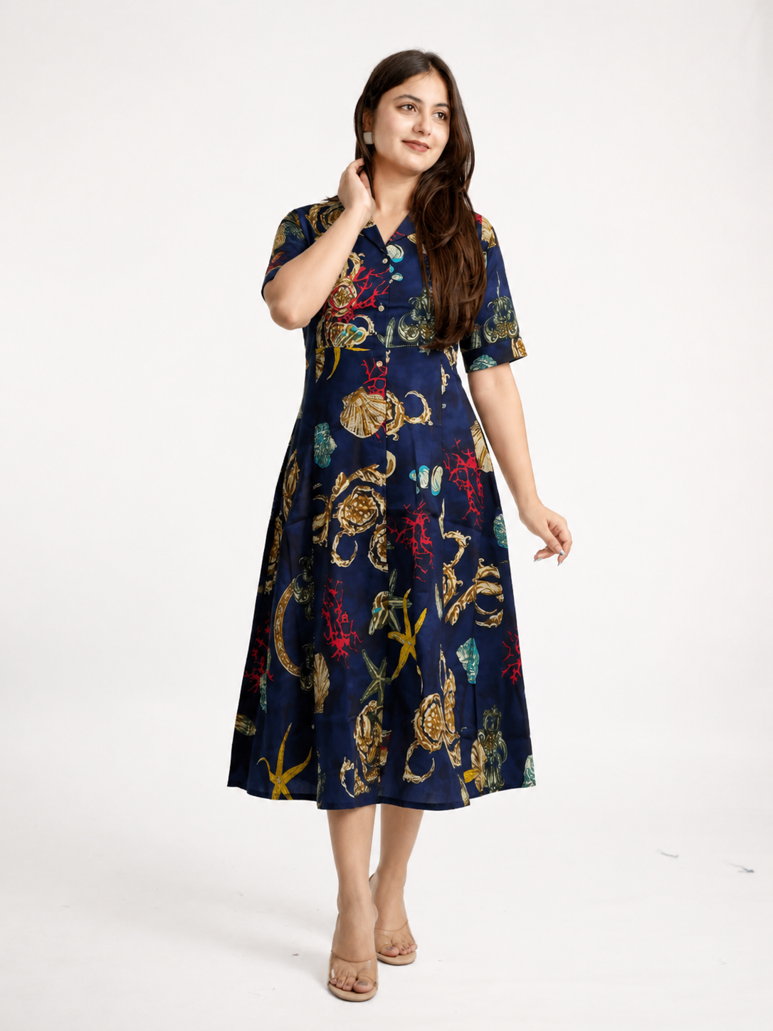 Debina Blue Cotton Short Dress