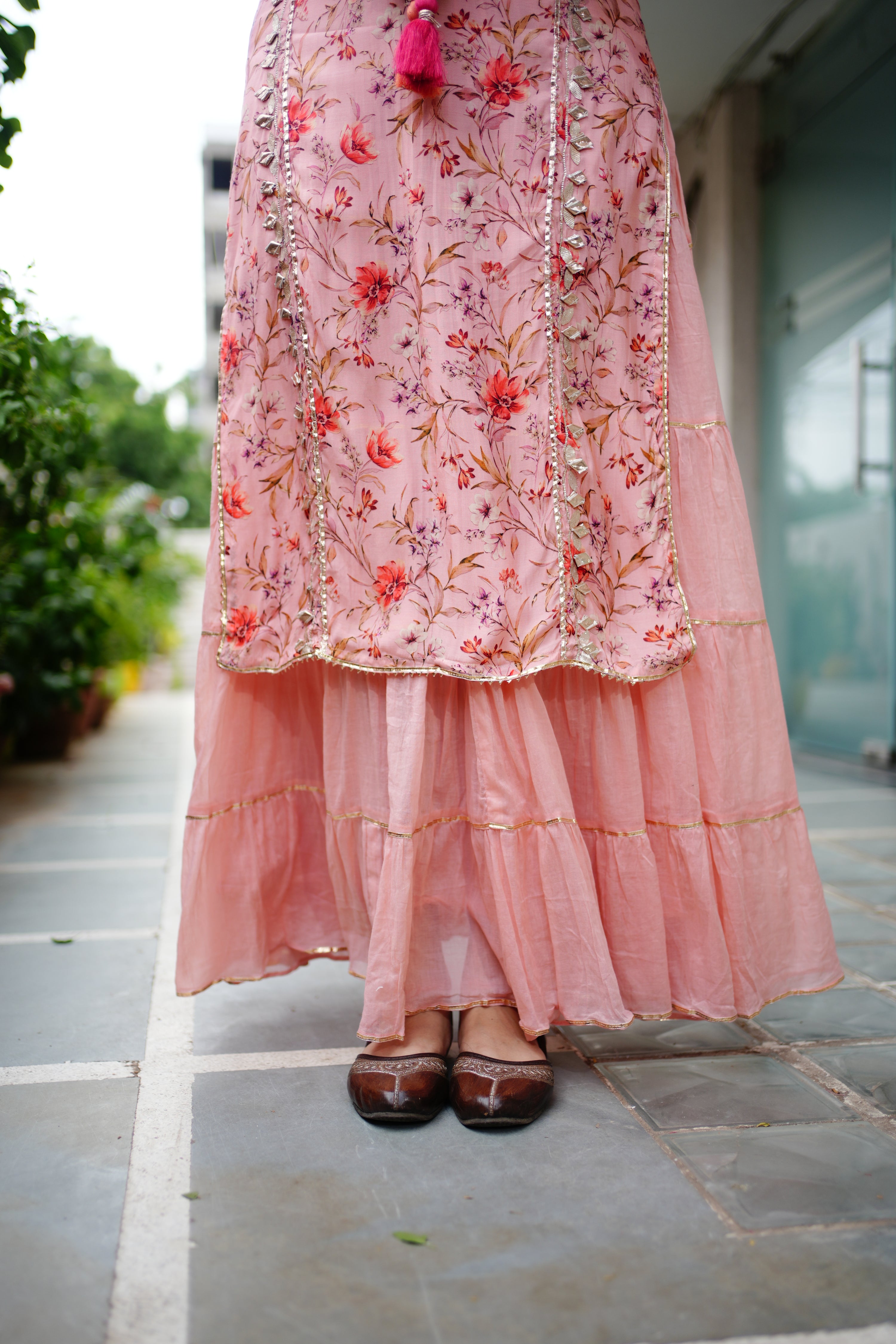 Reem Floral Double Layer Dupatta Set - The Jaipur Studio